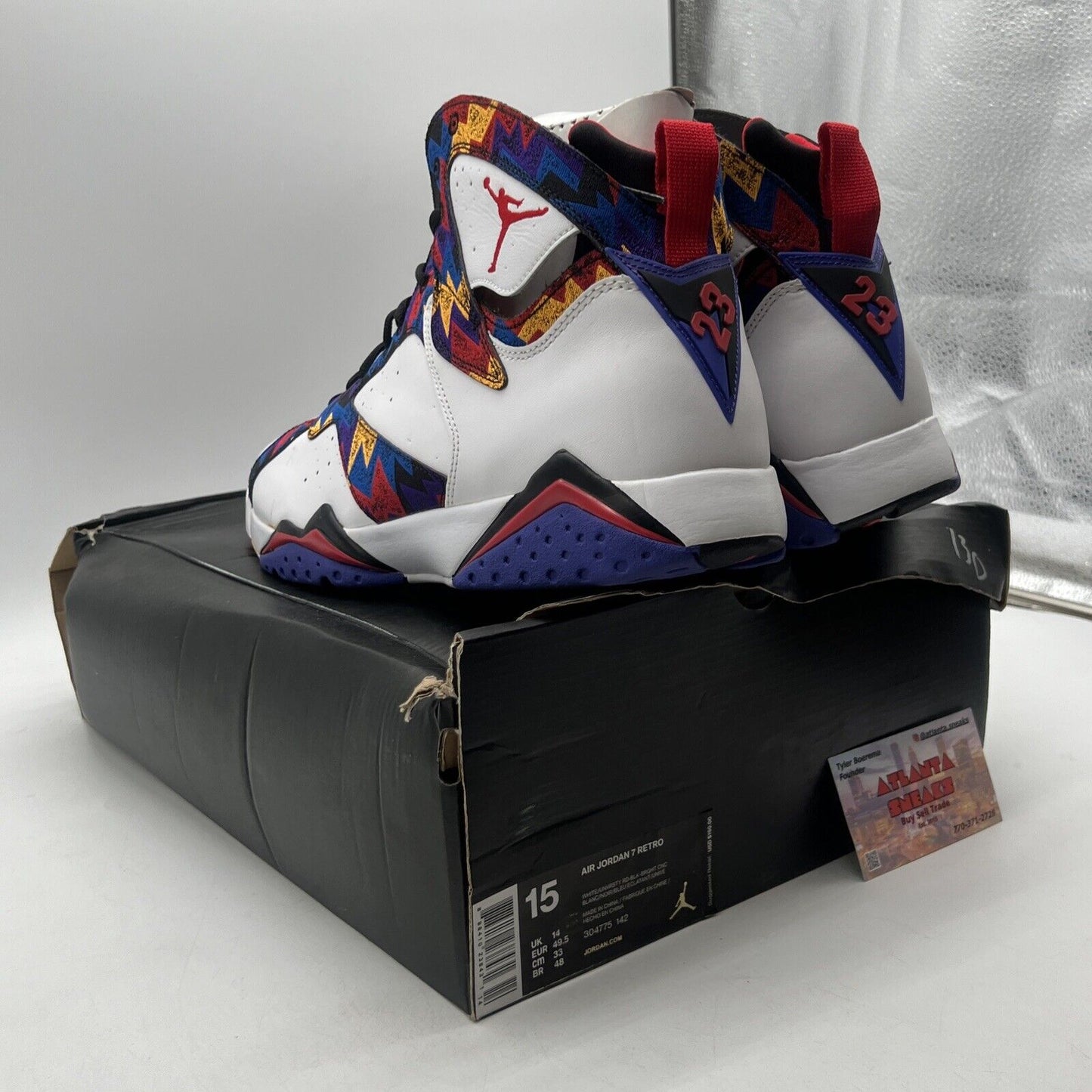 Size 15 - Air Jordan 7 Retro Sweater Purple Red White Yellow (304775-142)