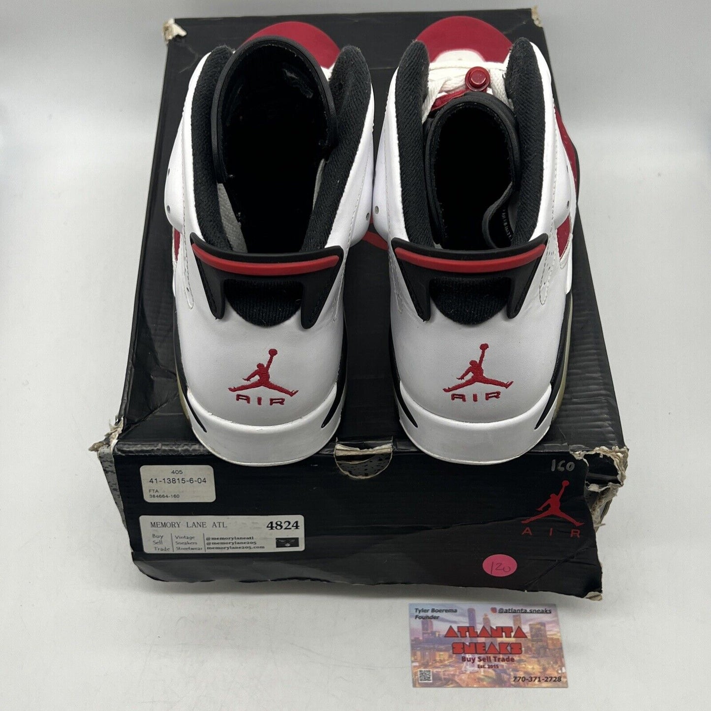 Size 12 - Air Jordan 6 Retro 2014 Carmine White Red Suede Leather (384664-160)