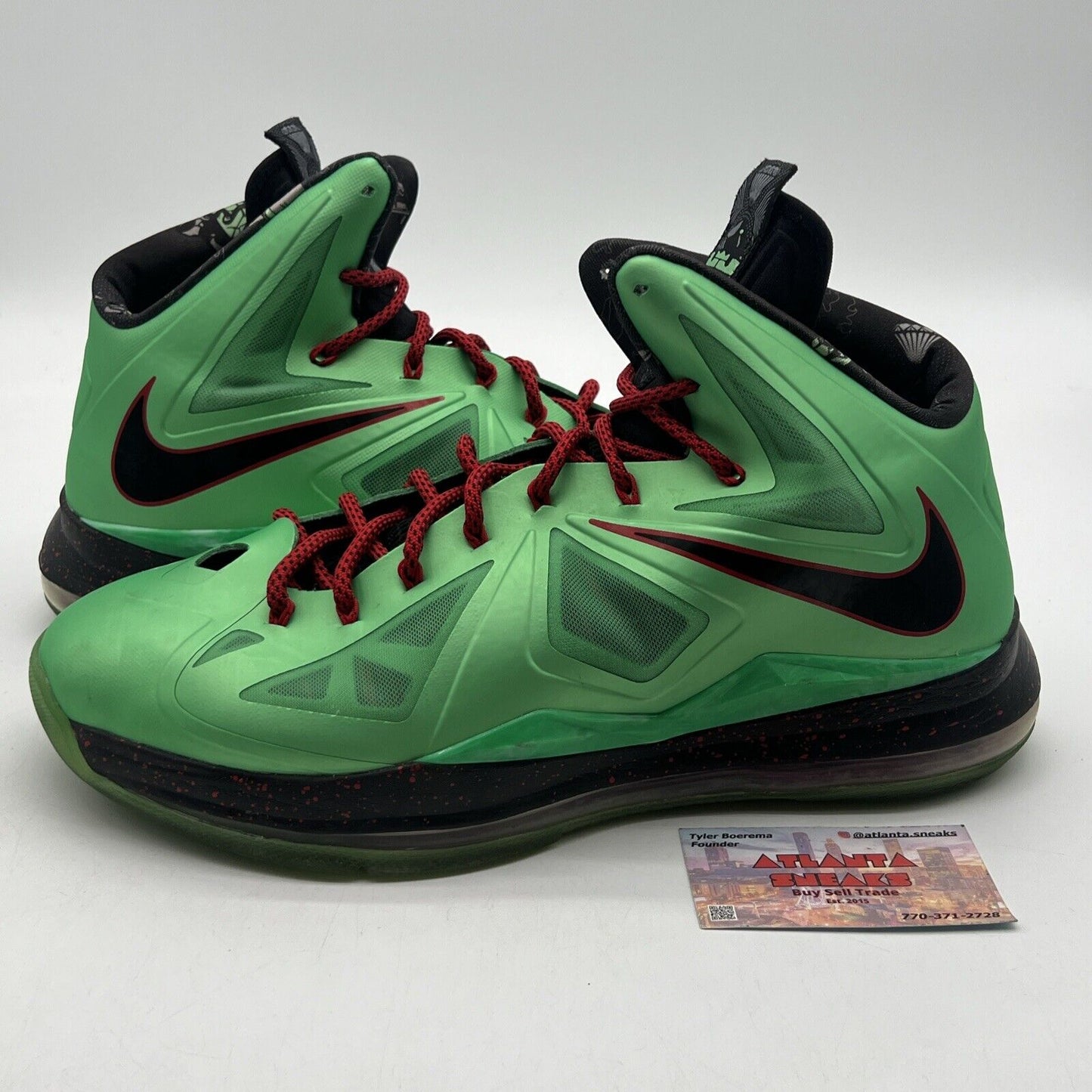 Size 13 - Nike LeBron 10 Cutting Jade Black Red Green (541100-303)