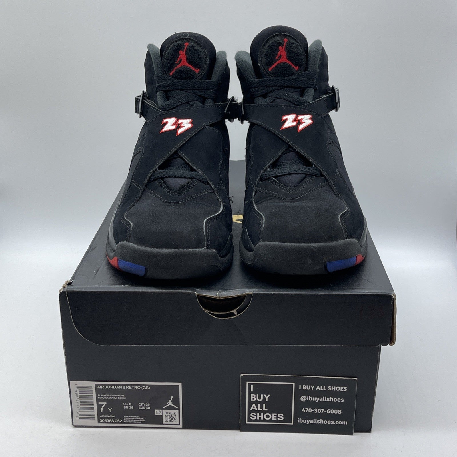 Size 7 - Jordan 8 Retro Mid Playoff Black Red Suede Leather (305368-062)