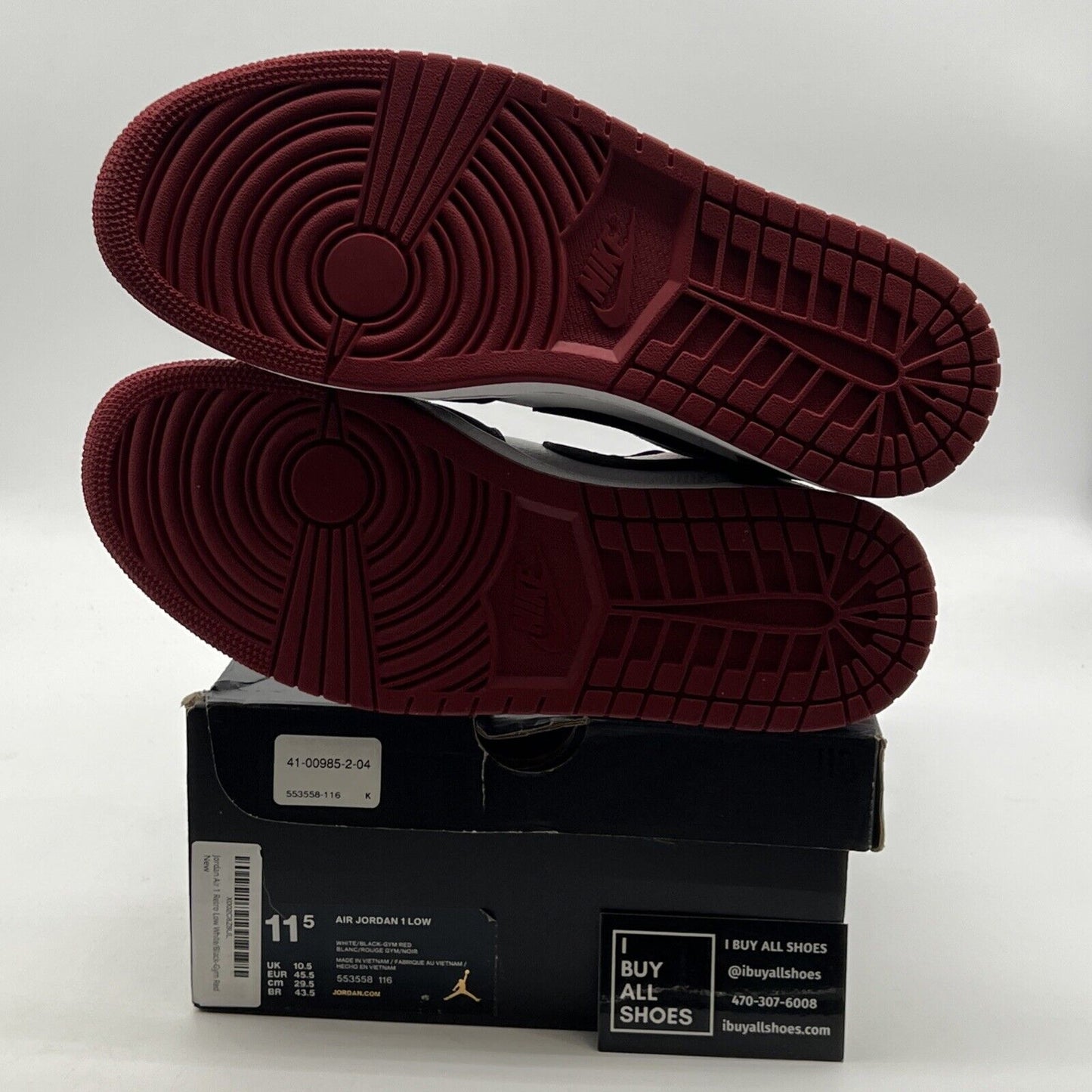 Size 11.5 - Air Jordan 1 Low Black Toe (553558-116)