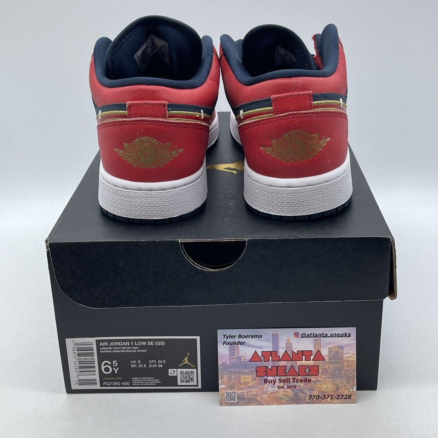 Size 6.5Y - Air Jordan 1 Low Olympic White Red Black Yellow (FQ7380-400)