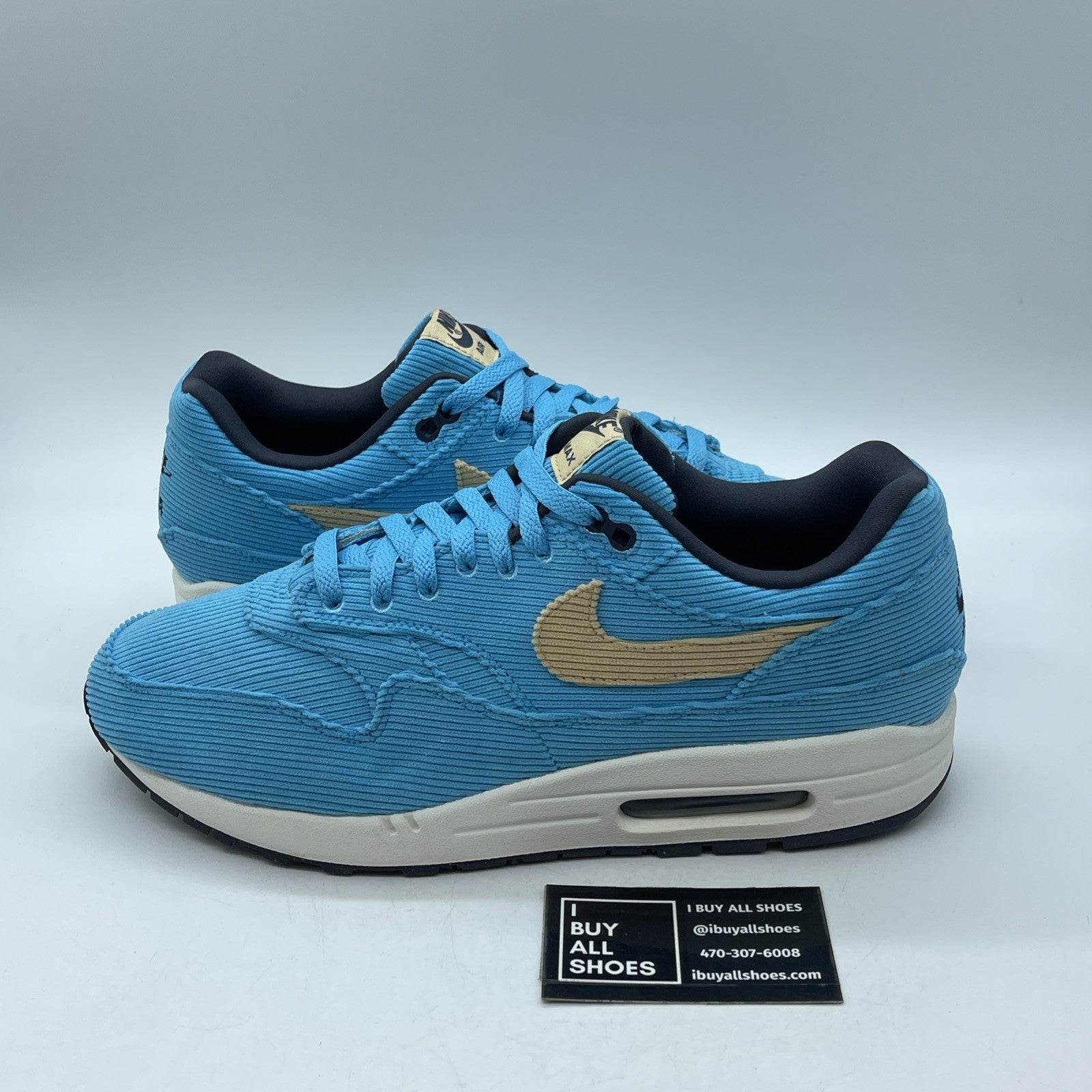 Size 12 - Nike Air Max 1 Premium Baltic Blue Corduroy Black (FB8915-400)