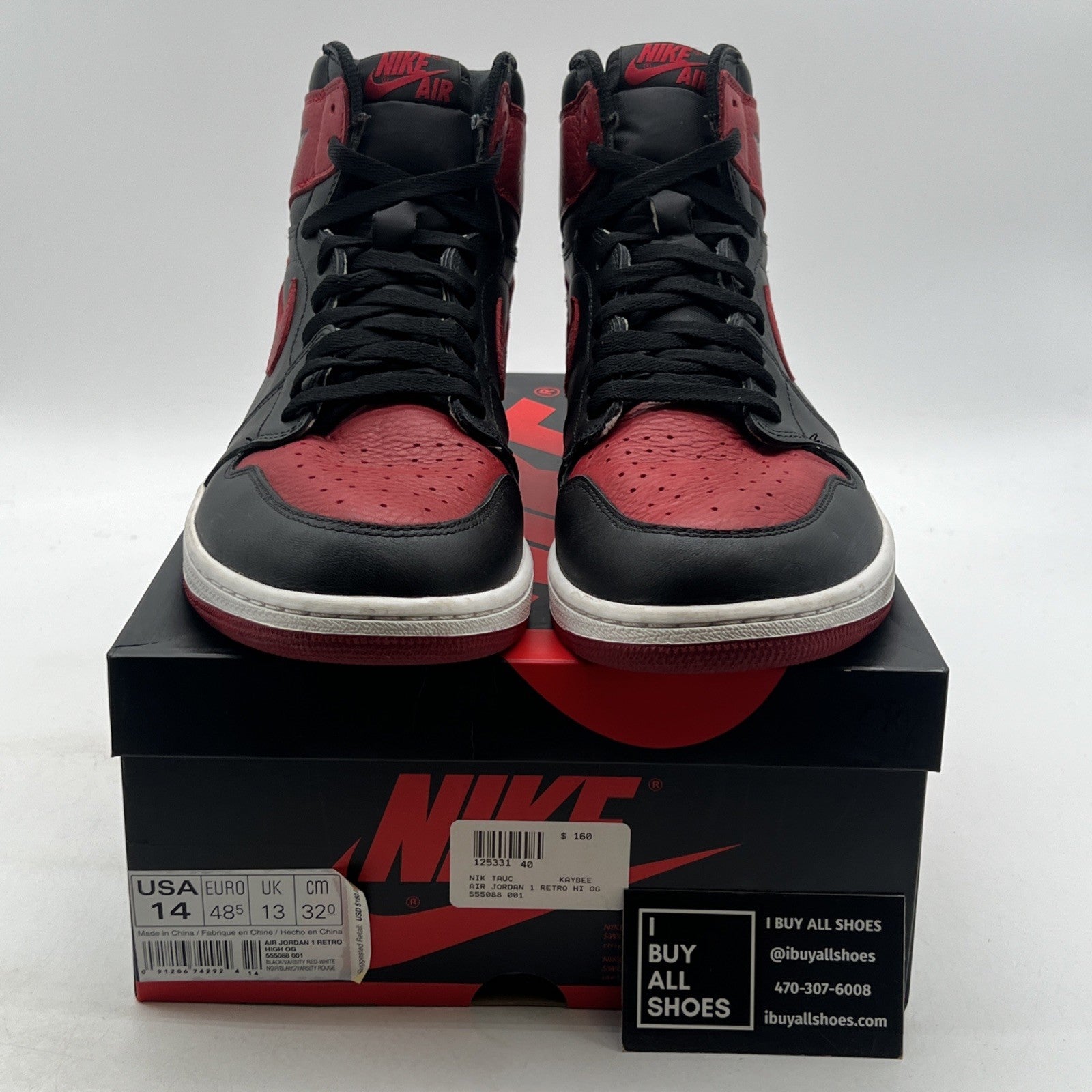 Size 14 - Air Jordan 1 Retro OG High Banned, Bred (555088-001)
