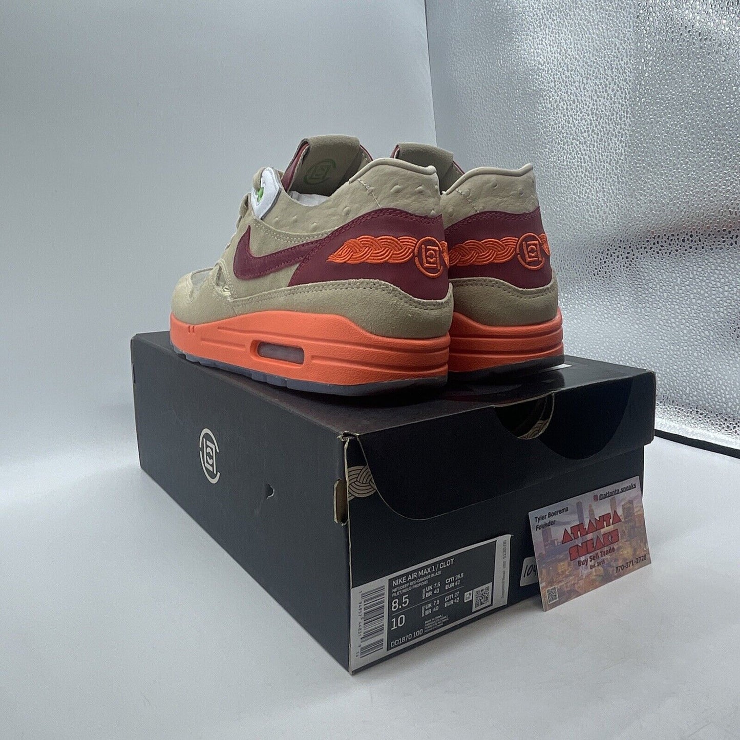 Size 8.5 - Nike CLOT x Air Max 1 2021 Kiss of Death Suede (DD1070-100)