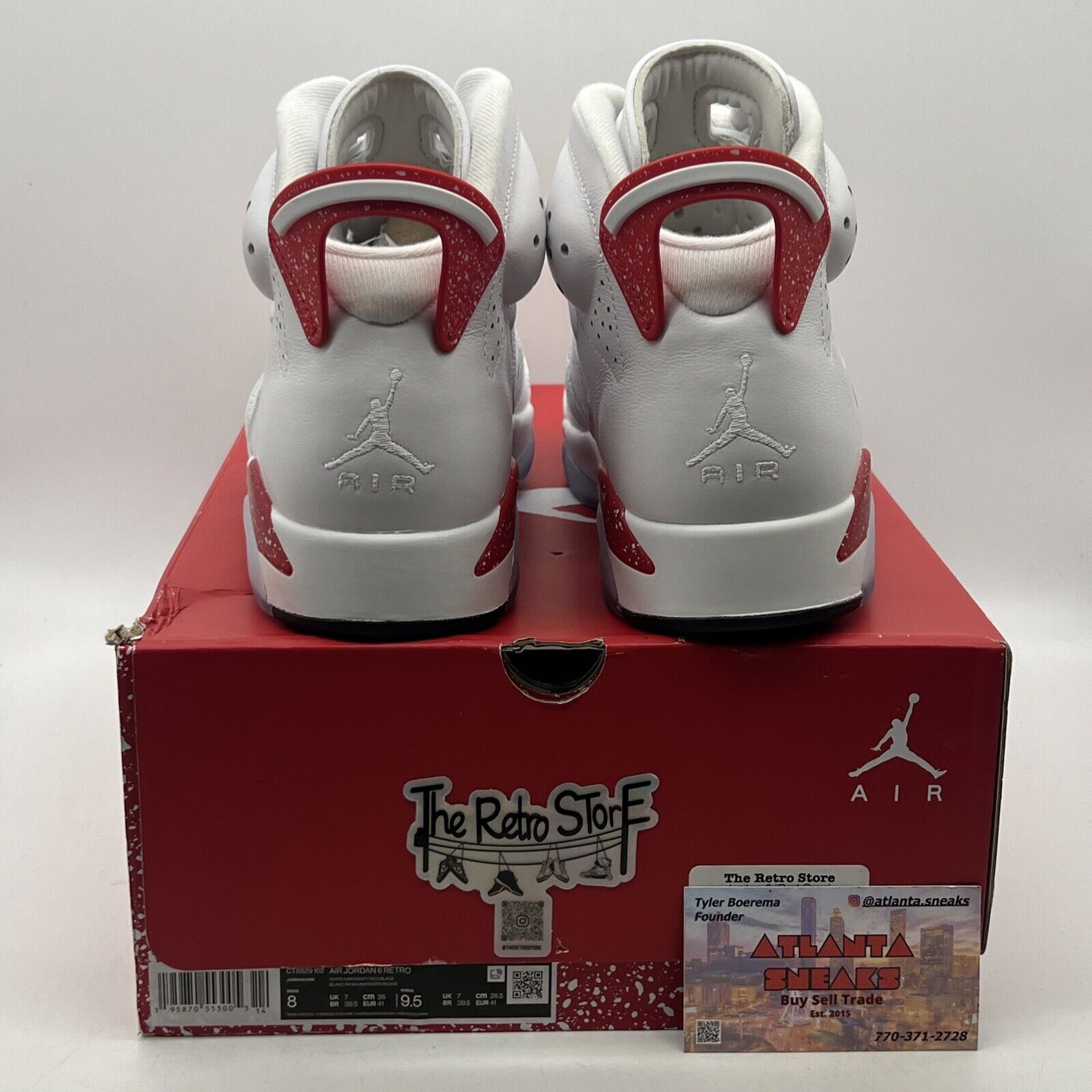 Size 8 - Jordan 6 White and University Red 2022 White Red Leather (CT8529-162)