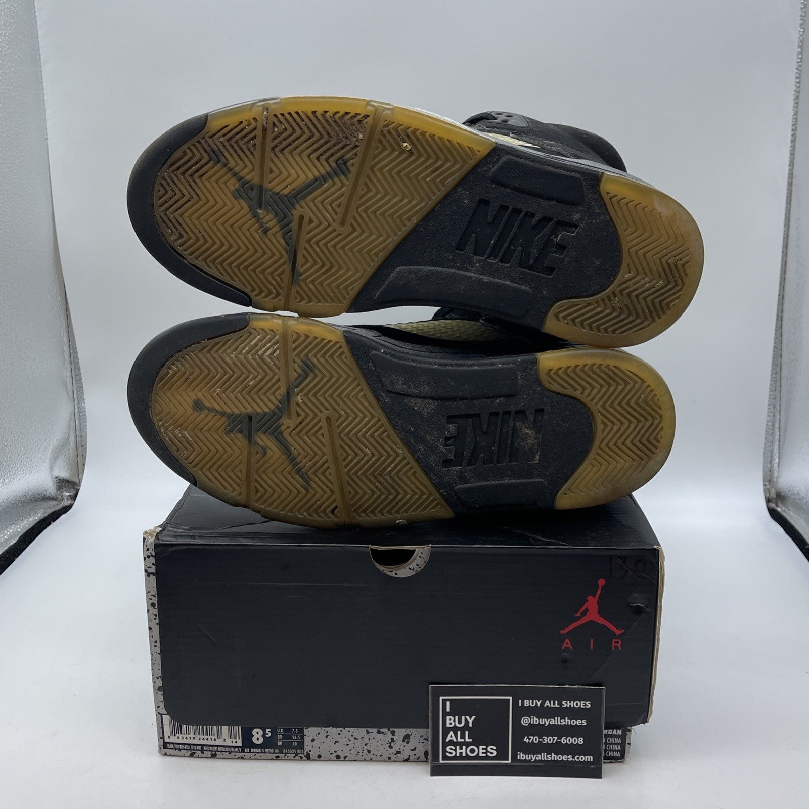 Size 8.5 - Jordan 5 OG Mid Metallic Silver Black Suede (845035-003)