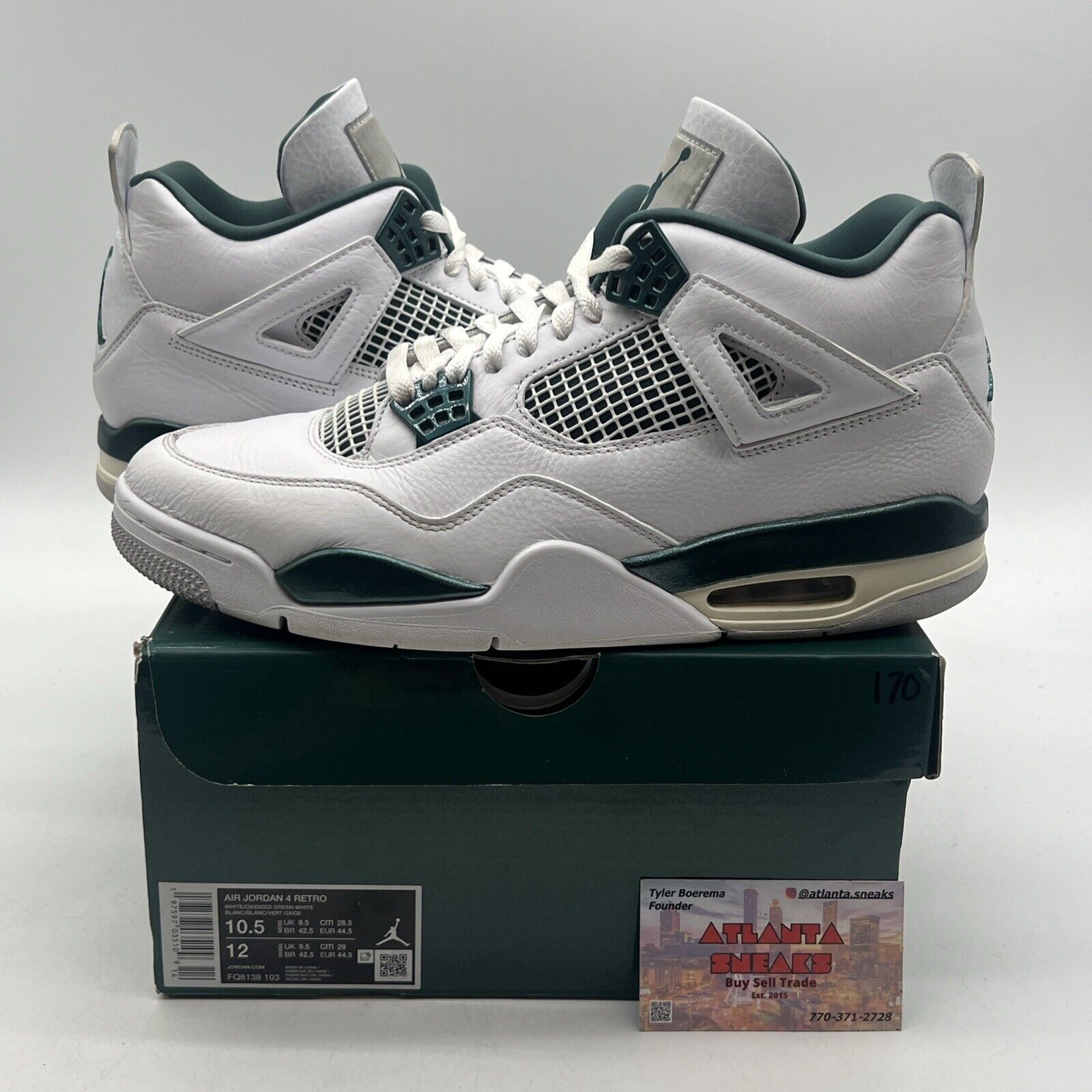 Size 10.5 - Air Jordan 4 Retro Oxidized Green White Leather (FQ8138-103)