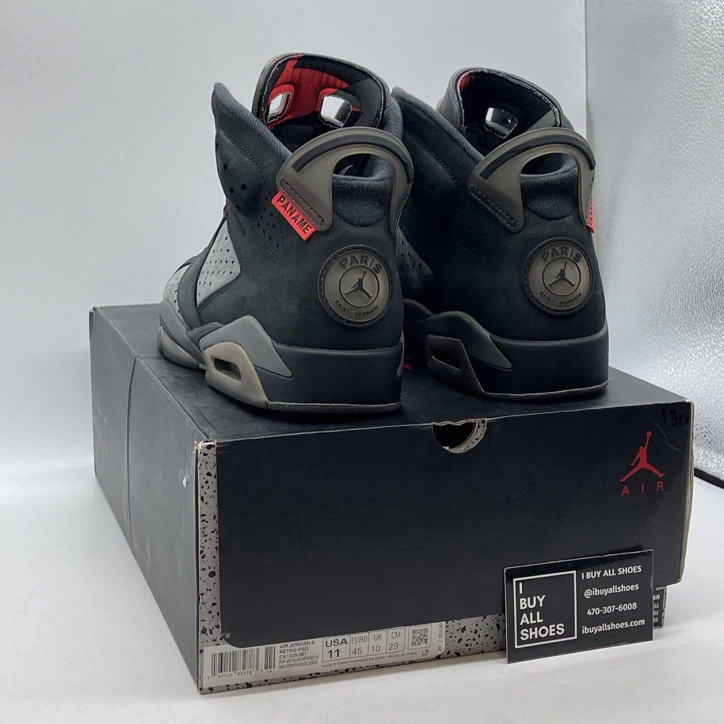 Size 11 - Paris Saint-Germain x Air Jordan 6 Retro Iron Grey Black (CK1229-001)