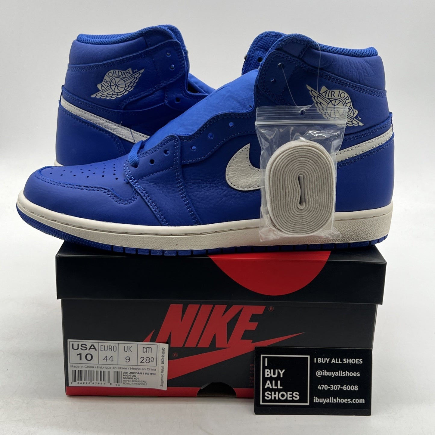 Size 10 - Air Jordan 1 Retro OG High Hyper Royal (555088-401)