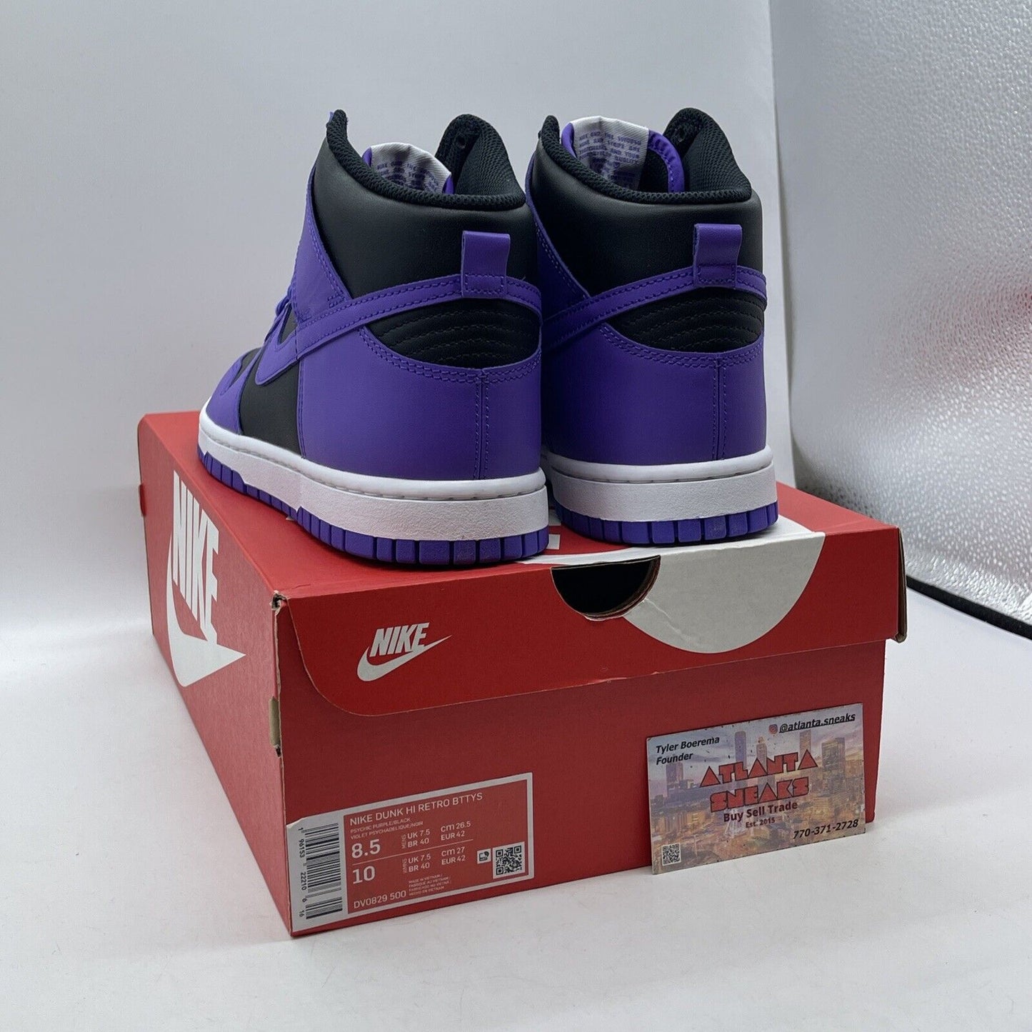 Size 8.5 - Nike Dunk High Psychic Purple Black White Leather (DV0829-500)