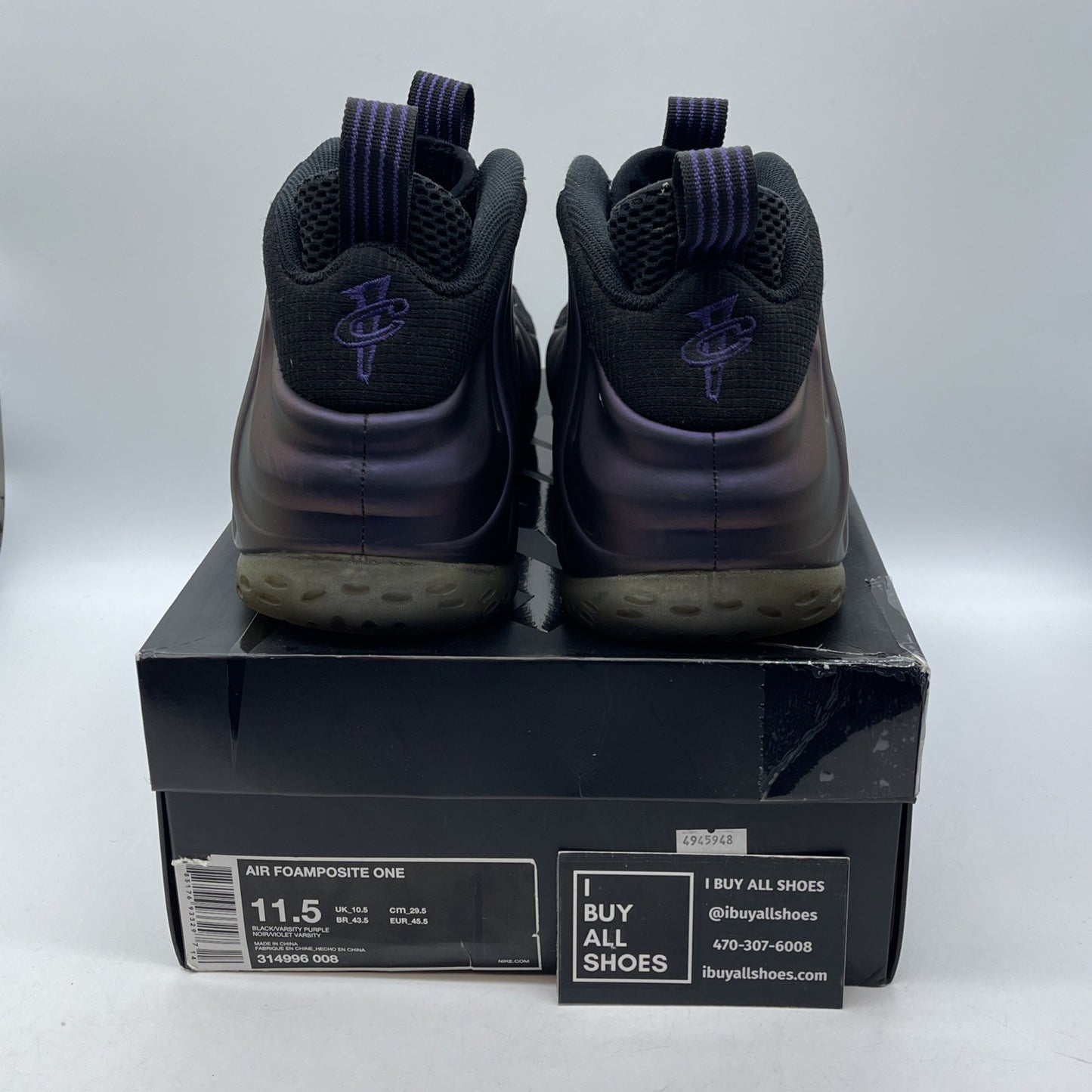 Size 11.5 - Nike Air Foamposite One 2017 Eggplant Purple Black (314996-008)