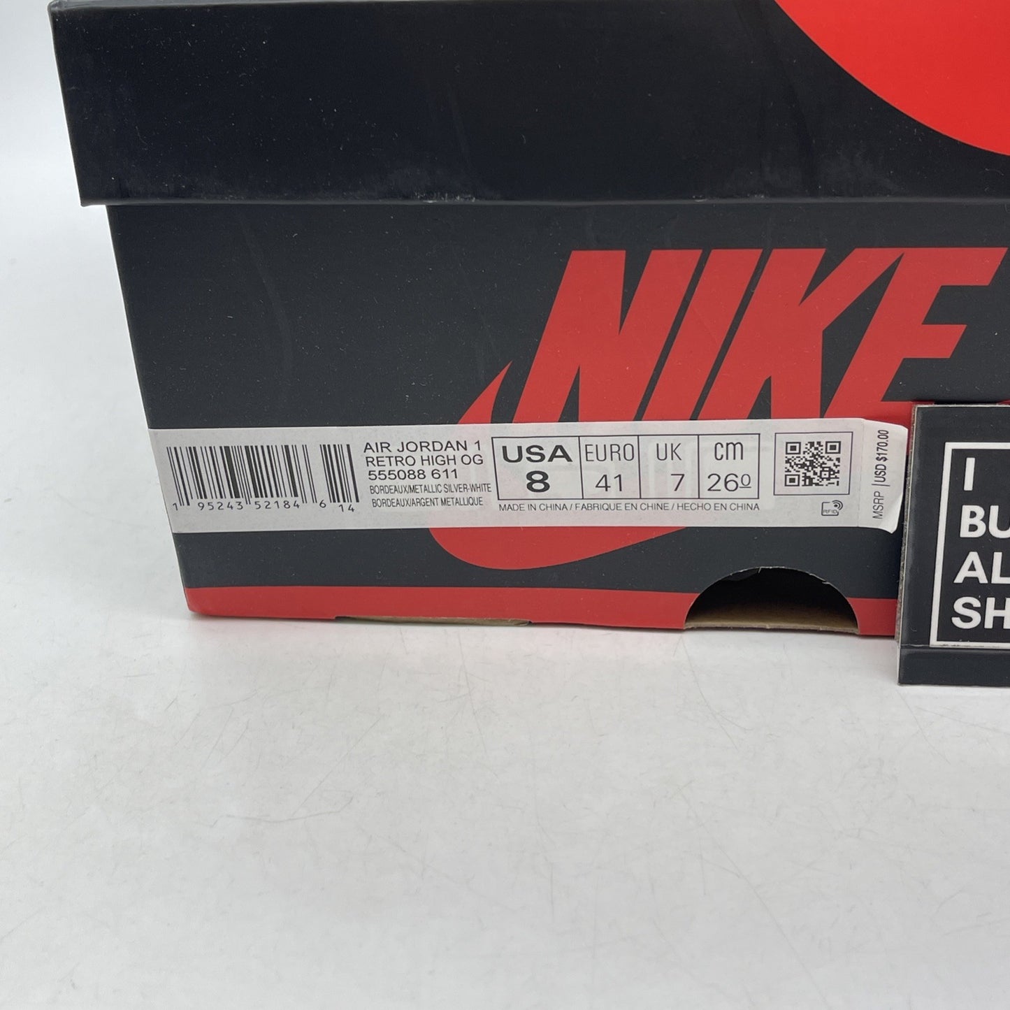 Size 8 - Air Jordan 1 Retro High OG Bordeaux (555088-611)
