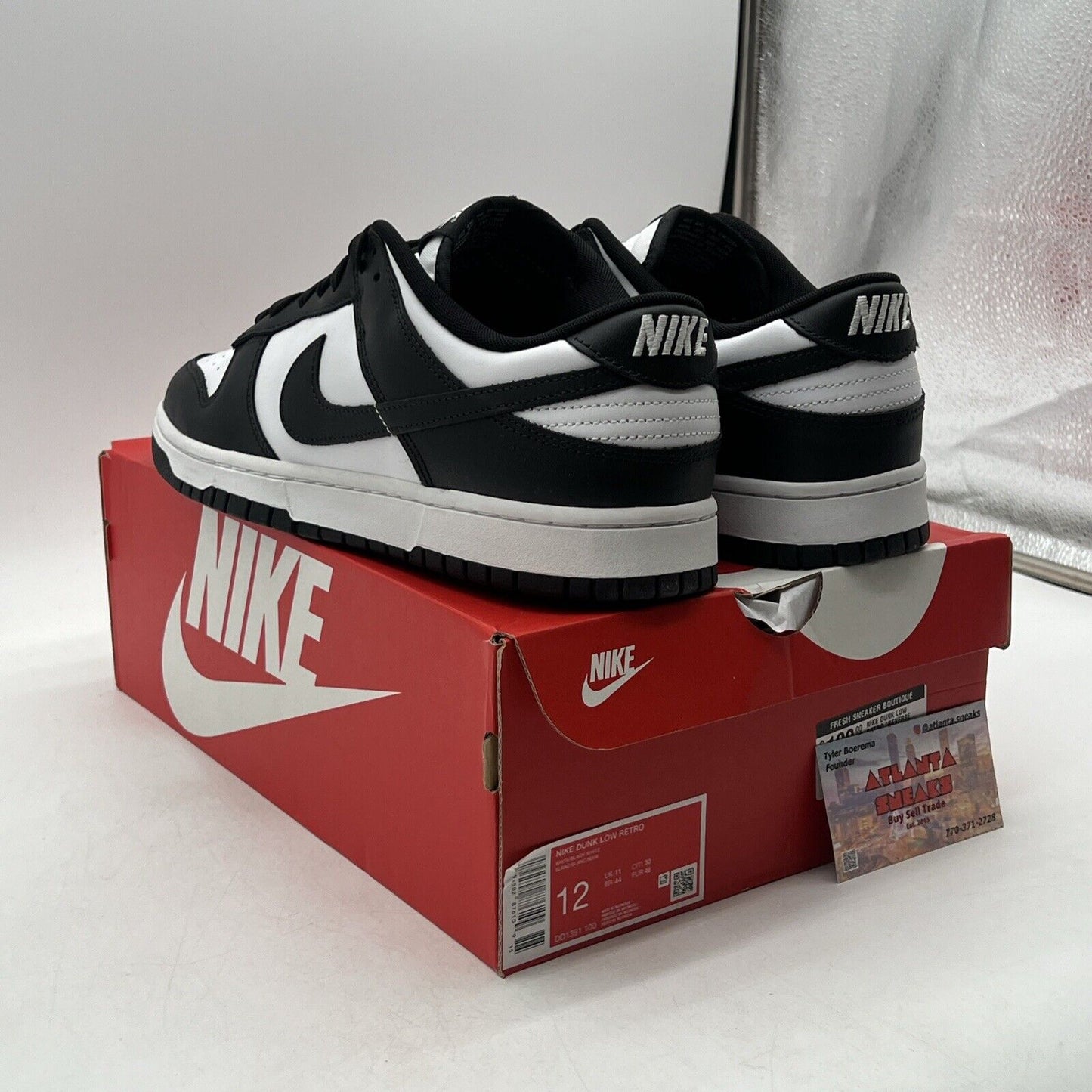 Size 12 - Nike Dunk Low Black White Leather (DD1391-100)