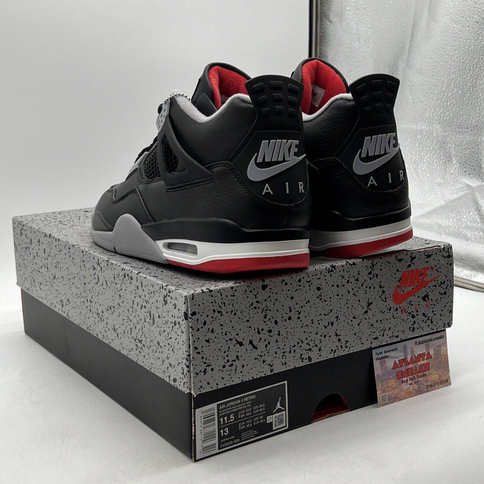 Size 11.5 - Air Jordan 4 Retro Bred Reimagined Red White Leather (FV5029-006)