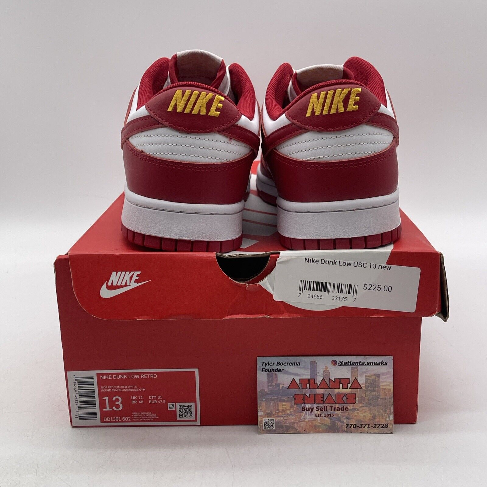 Size 13 - Nike Dunk Low Gym Red White Yellow Leather (DD1391-602)