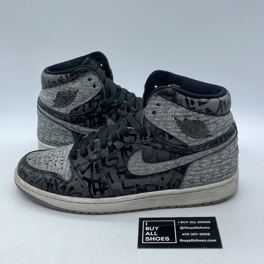 Size 10 - Jordan 1 OG High Rebellionaire Black Red White Suede (555088-036)