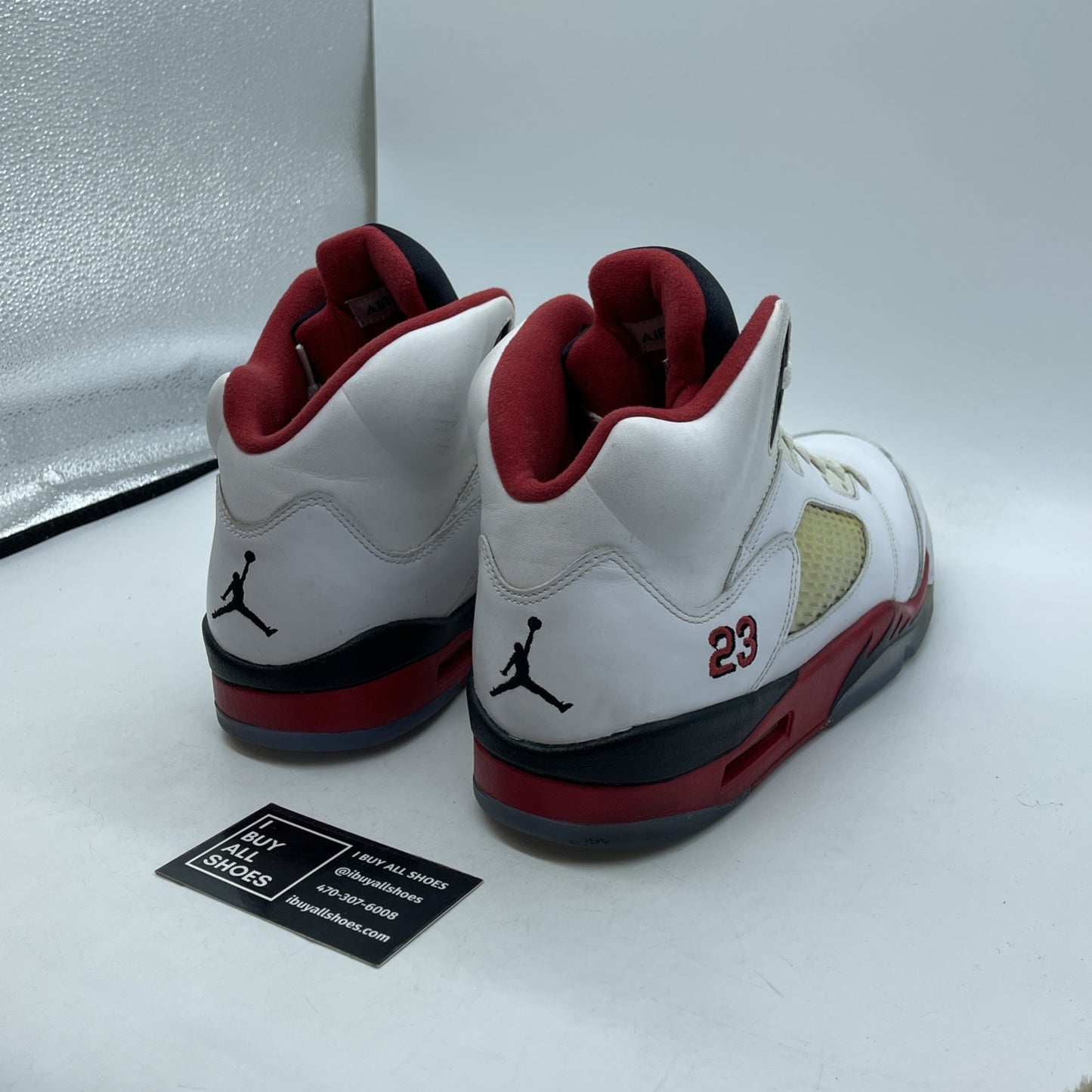 Size 10.5 - Air Jordan 5 Retro 2013 Fire Red White Black Leather (136027-120)