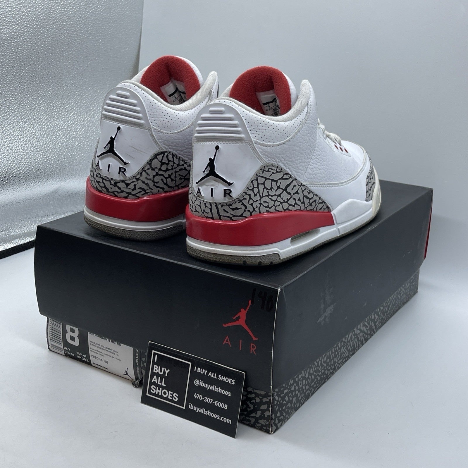 Size 8 - Jordan 3 Retro Hall of Fame 2018 Grey White Suede Leather (136064-116)