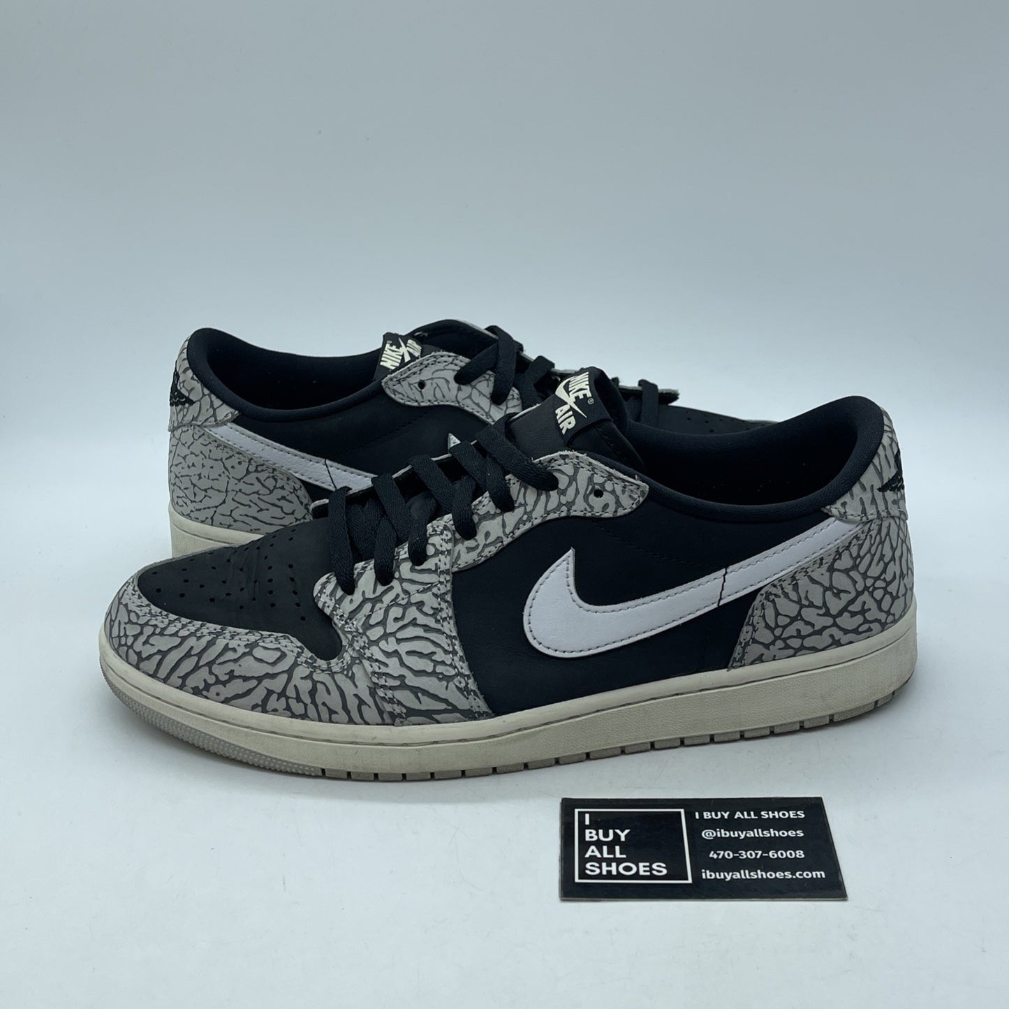 Size 12 - Air Jordan 1 Retro OG Low Black Cement Grey Suede Leather (CZ0790-001)