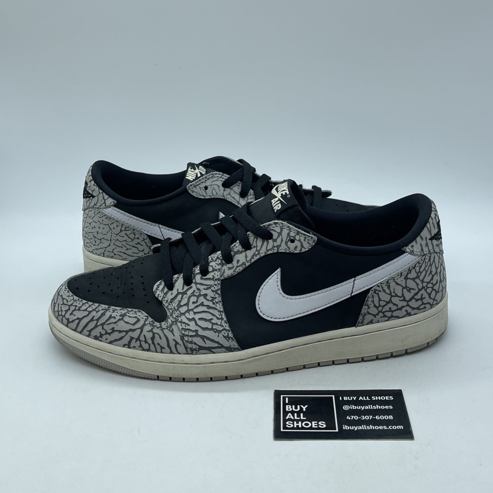 Size 12 - Air Jordan 1 Retro OG Low Black Cement Grey Suede Leather (CZ0790-001)