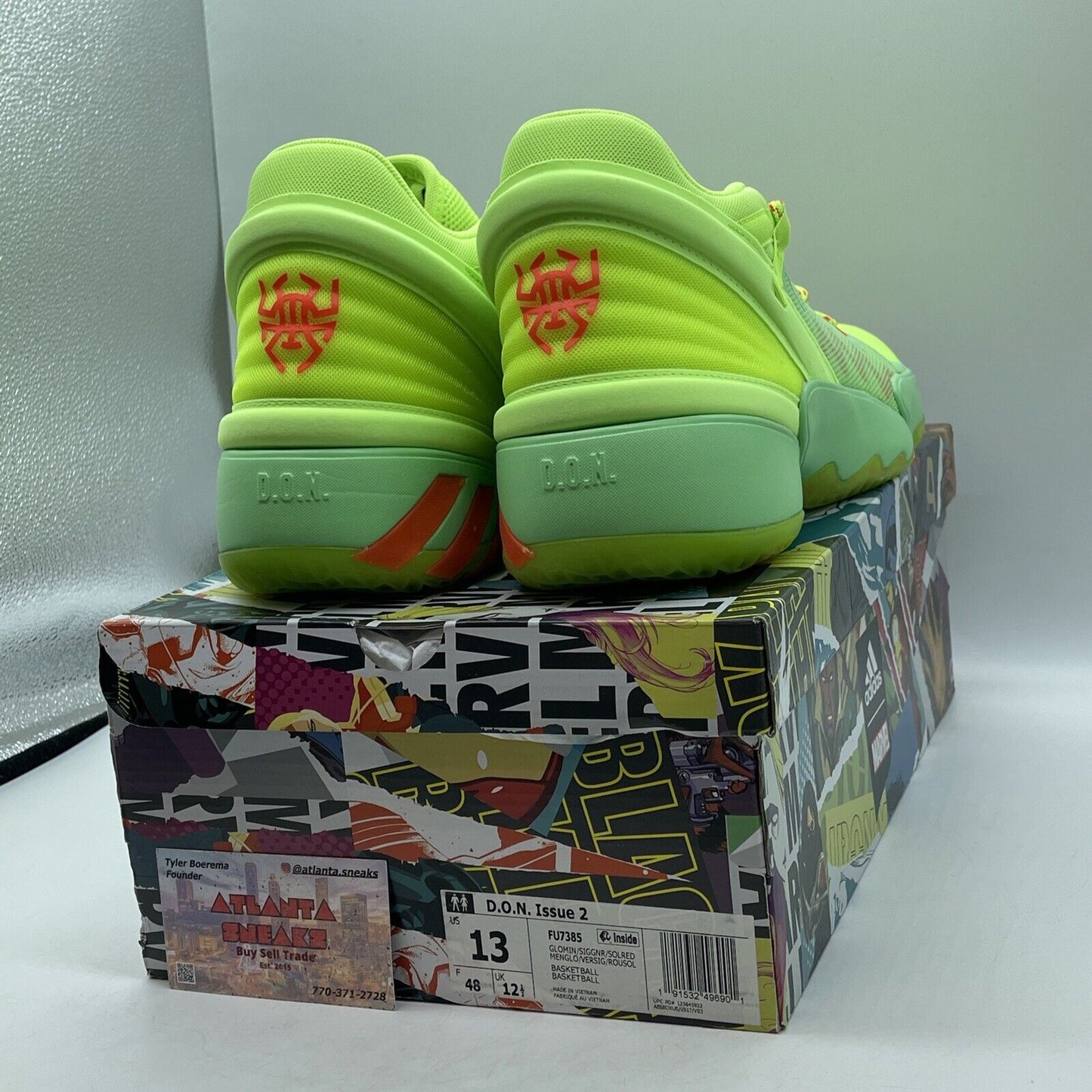 Size 13 - adidas Marvel x D.O.N. Issue #2 Glow Mint Yellow Suede (FU7385)