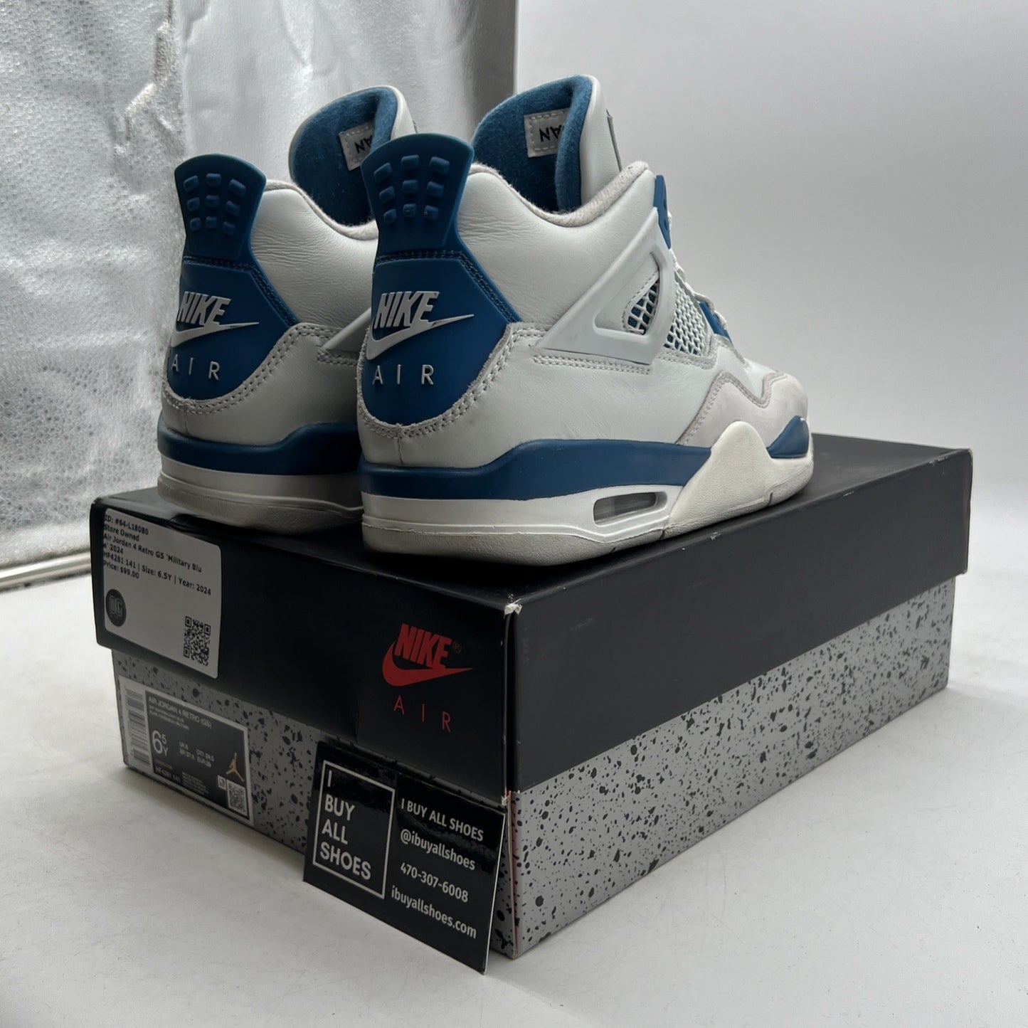 Size 6.5Y - Air Jordan 4 Retro 2024 Military Blue (HF4281-141)