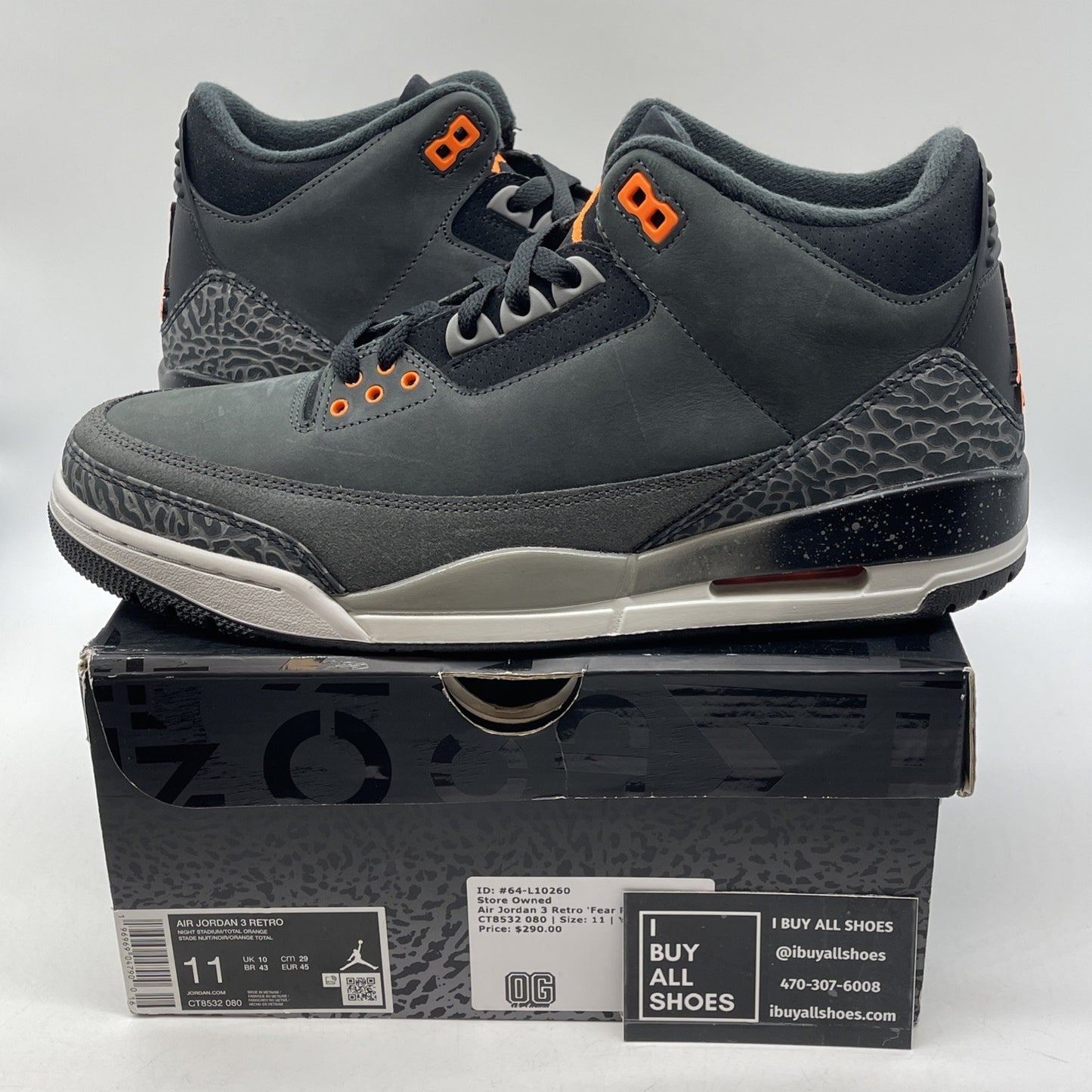 Size 11 - Jordan 3 Retro 2023 Mid Fear Black Grey Orange Suede (CT8532-080)