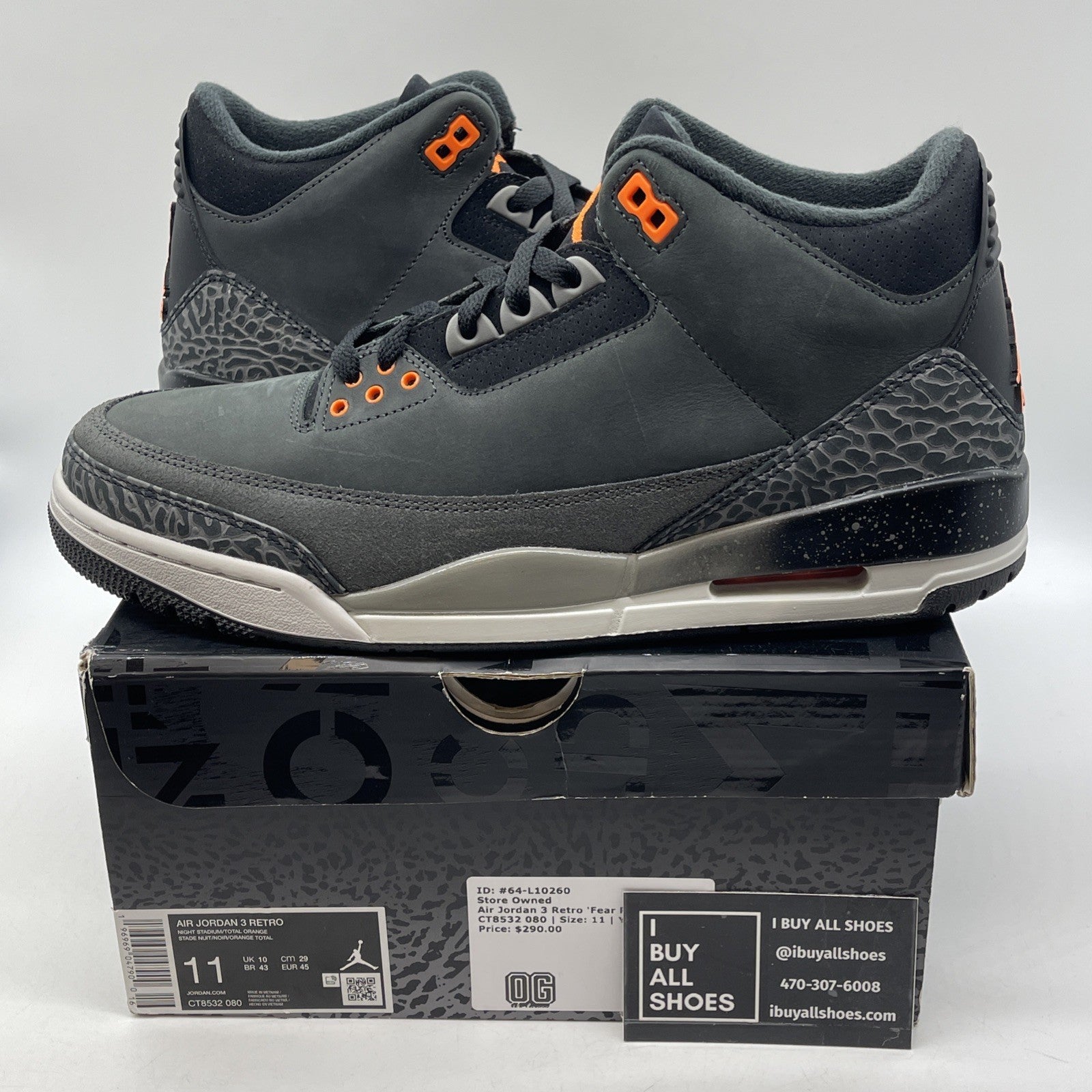 Size 11 - Jordan 3 Retro 2023 Mid Fear Black Grey Orange Suede (CT8532-080)