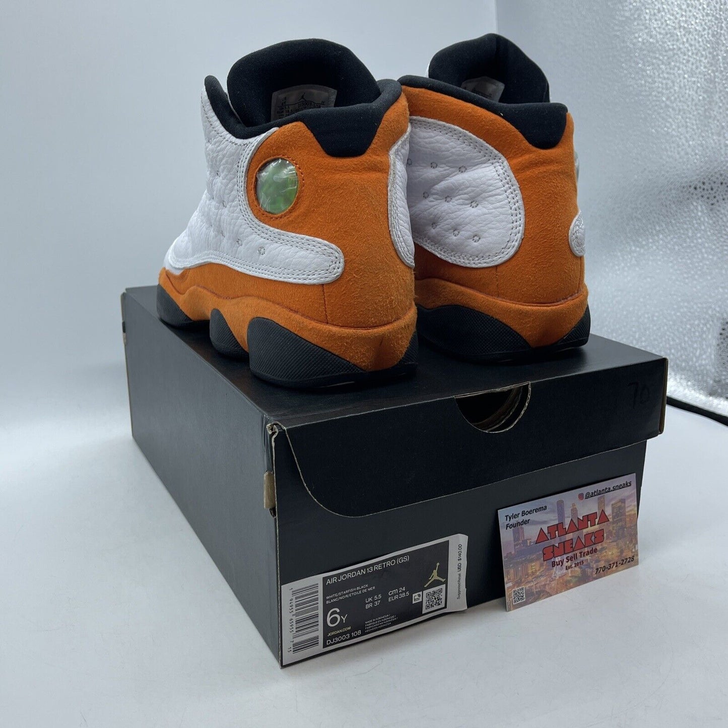 Size 6Y - Air Jordan 13 Retro Mid Starfish orange White Black Suede (DJ3003-108)