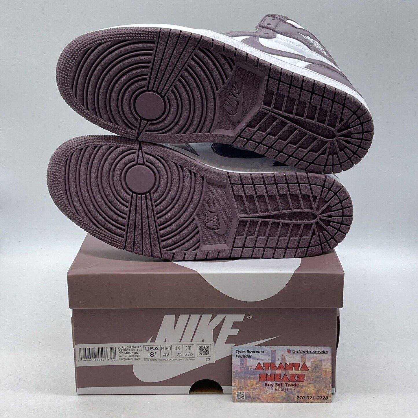 Size 8.5 - Air Jordan 1 Retro OG High Mauve Purple White Leather (DZ5485-105)