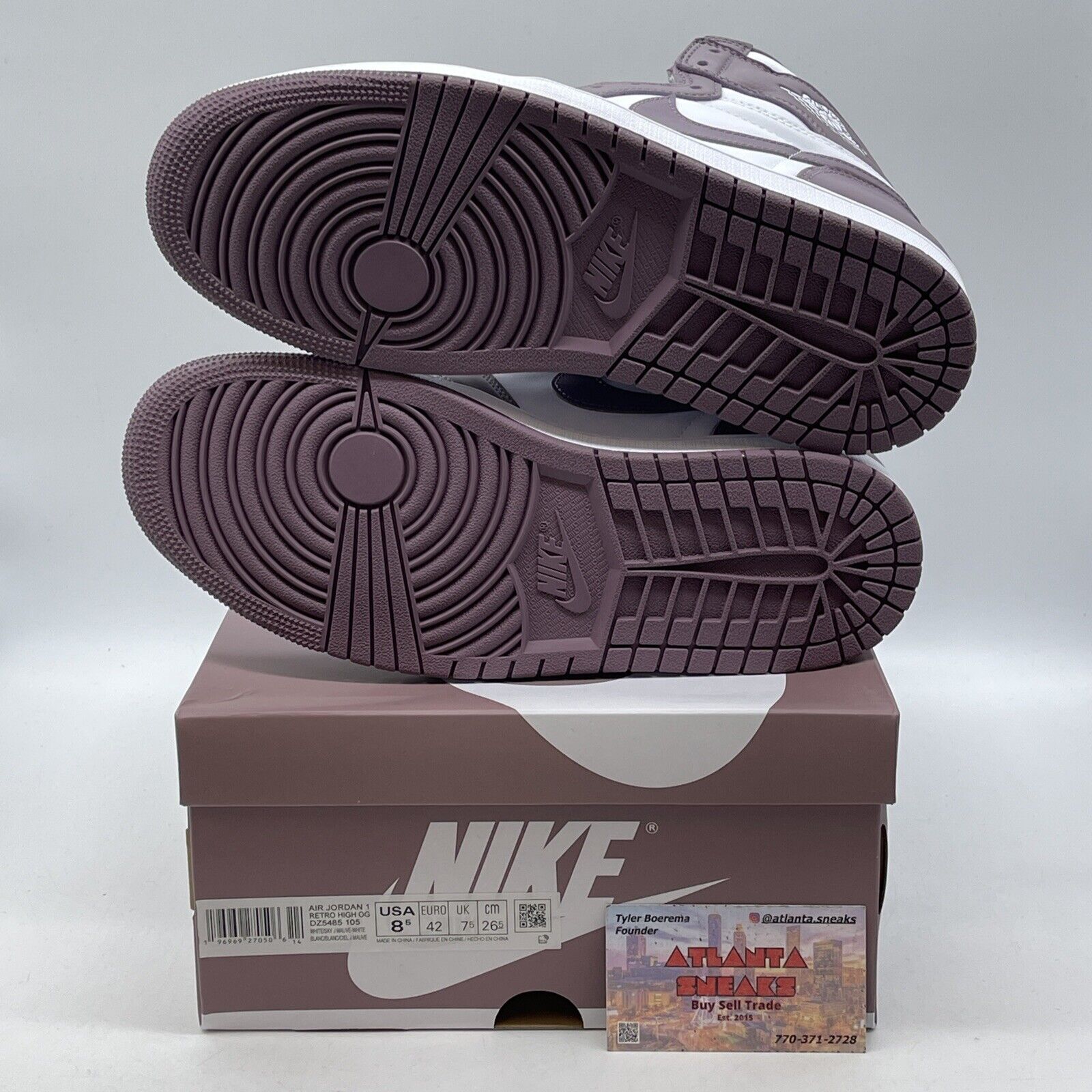Size 8.5 - Air Jordan 1 Retro OG High Mauve Purple White Leather (DZ5485-105)