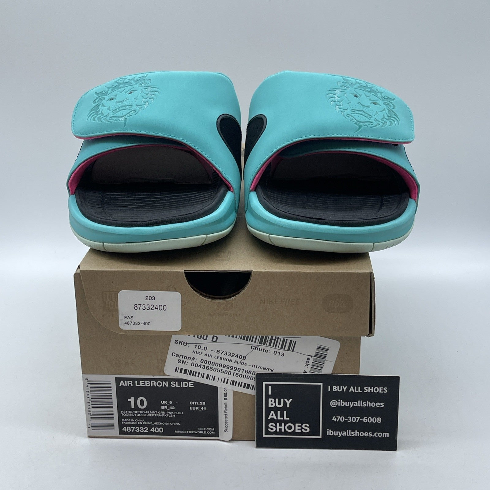 Size 10 - Nike Air LeBron Slide 'South Beach' Suede Leather (487332-400)