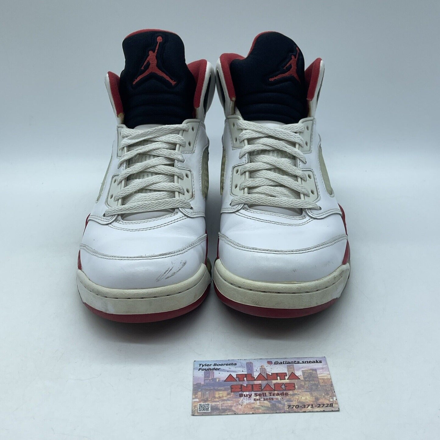 Size 9.5 - Air Jordan 5 Retro 2013 Fire Red Black White Leather (136027-120)