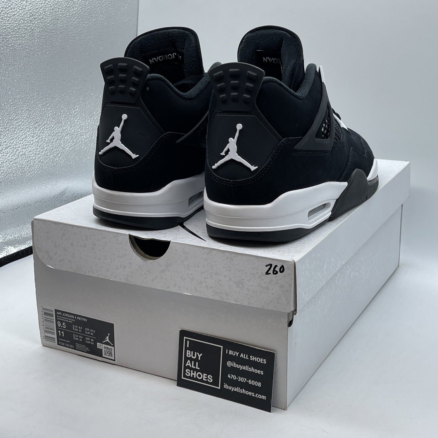 Size 9.5 - Air Jordan 4 Retro White Thunder Black Suede (FQ8138-001)