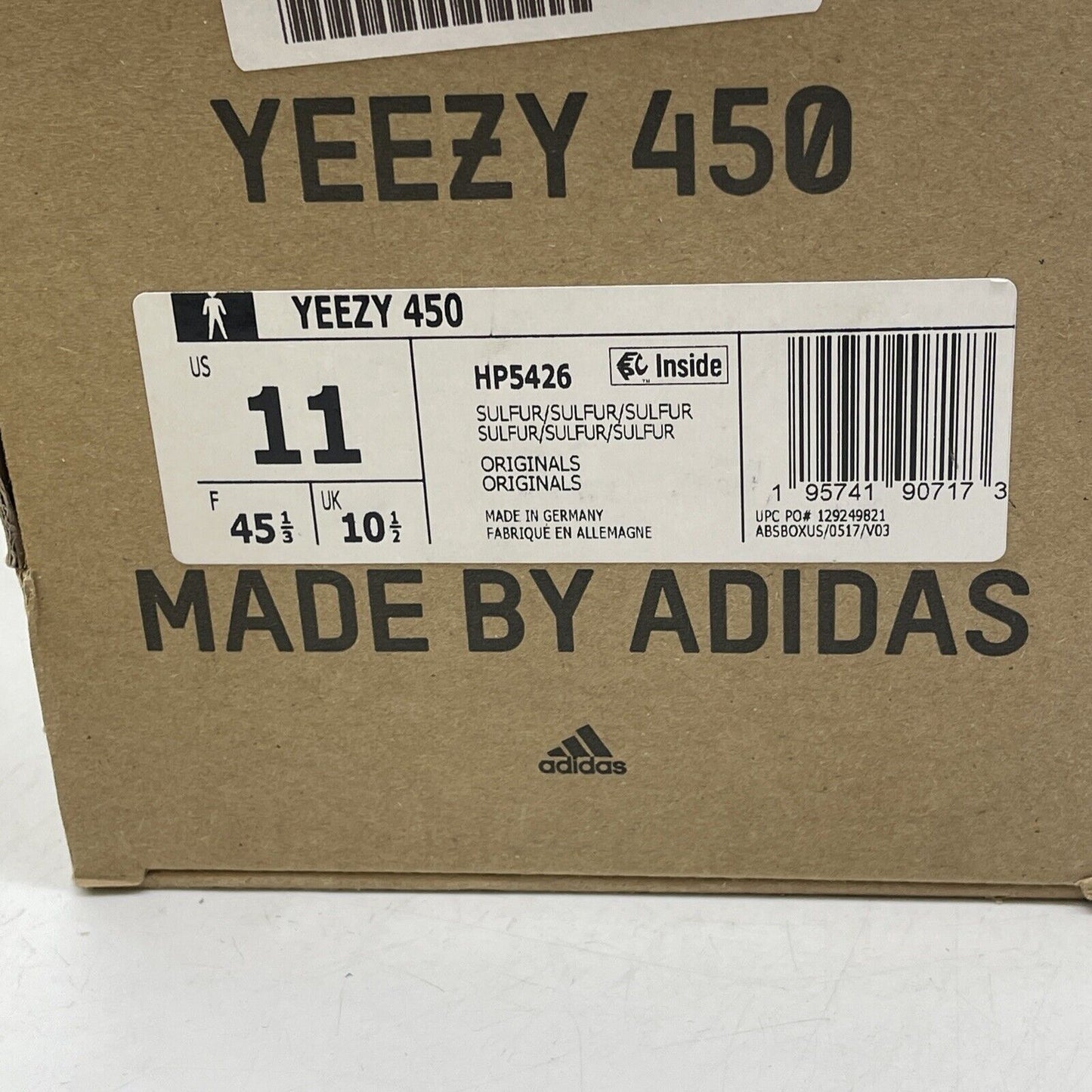 Size 11 - adidas Yeezy 450 Sulfur Yellow Suede (HP5426)