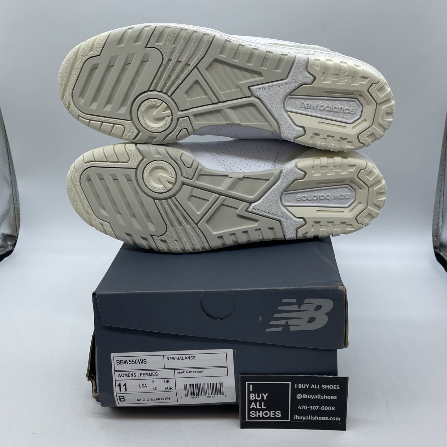 Size 11W - New Balance 550 Silver Birch White Leather (BBW550WS)