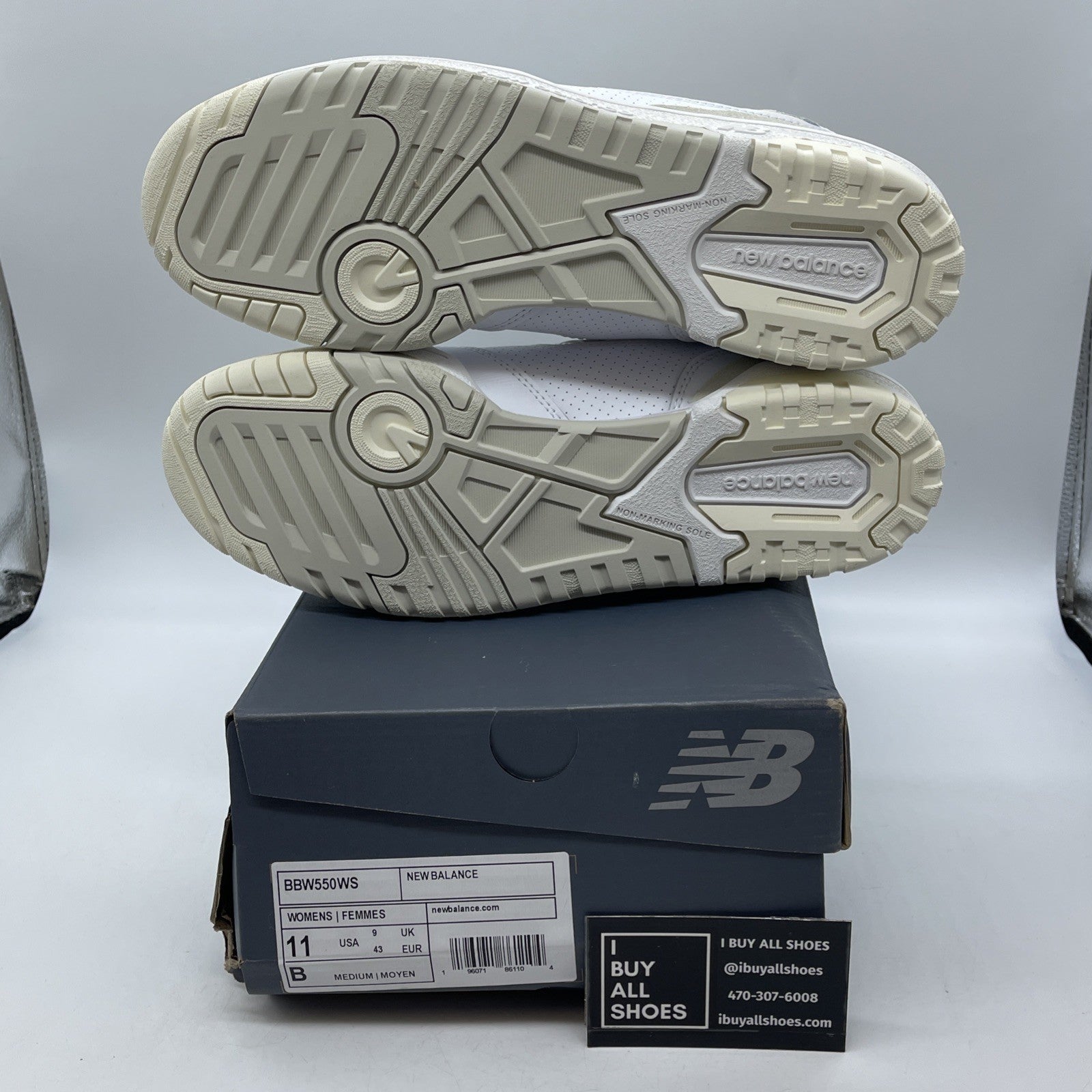 Size 11W - New Balance 550 Silver Birch White Leather (BBW550WS)