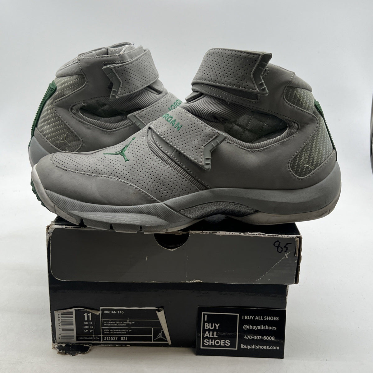 Size 11 - Air Jordan T4G Ray Allen PE Sonics Silver / Green Bean (313527-031)