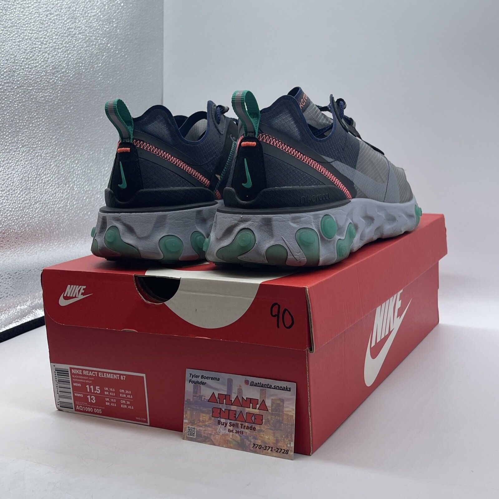 Size 11.5 - Nike React Element 87 Neptune Green 2018 Blue Black Pink (AQ1090-005