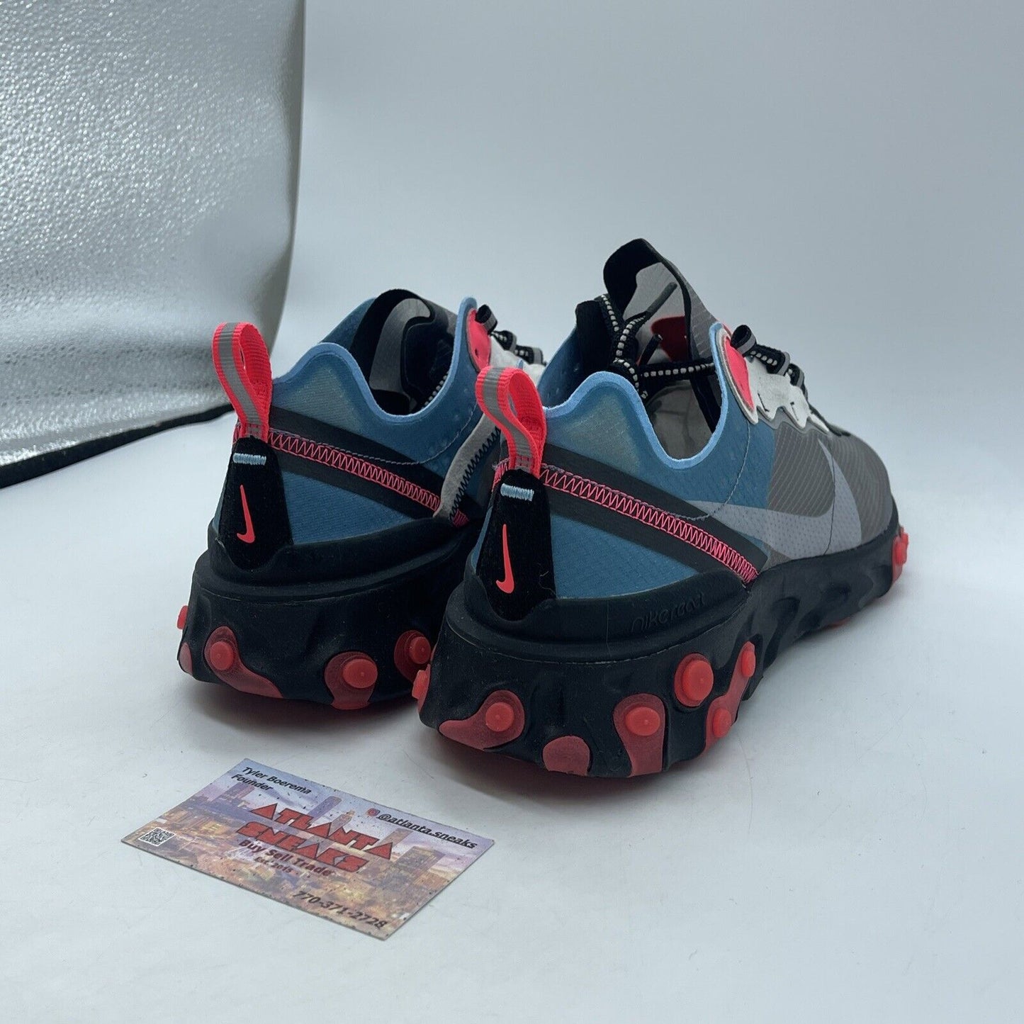 Size 8.5 - Nike React Element 87 Solar Red Black Blue Suede Leather (AQ1090-008)