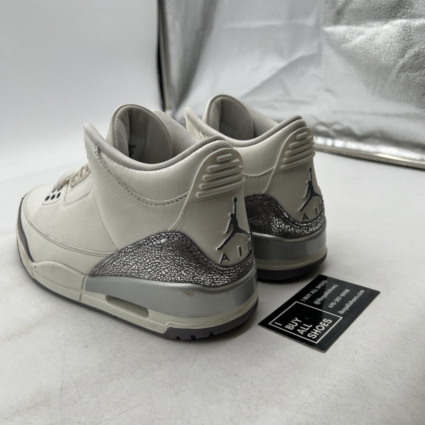 Size 9.5 -Air Jordan 3 Retro Womens Sneakers Basketball Sail Silver (CK9246-100)