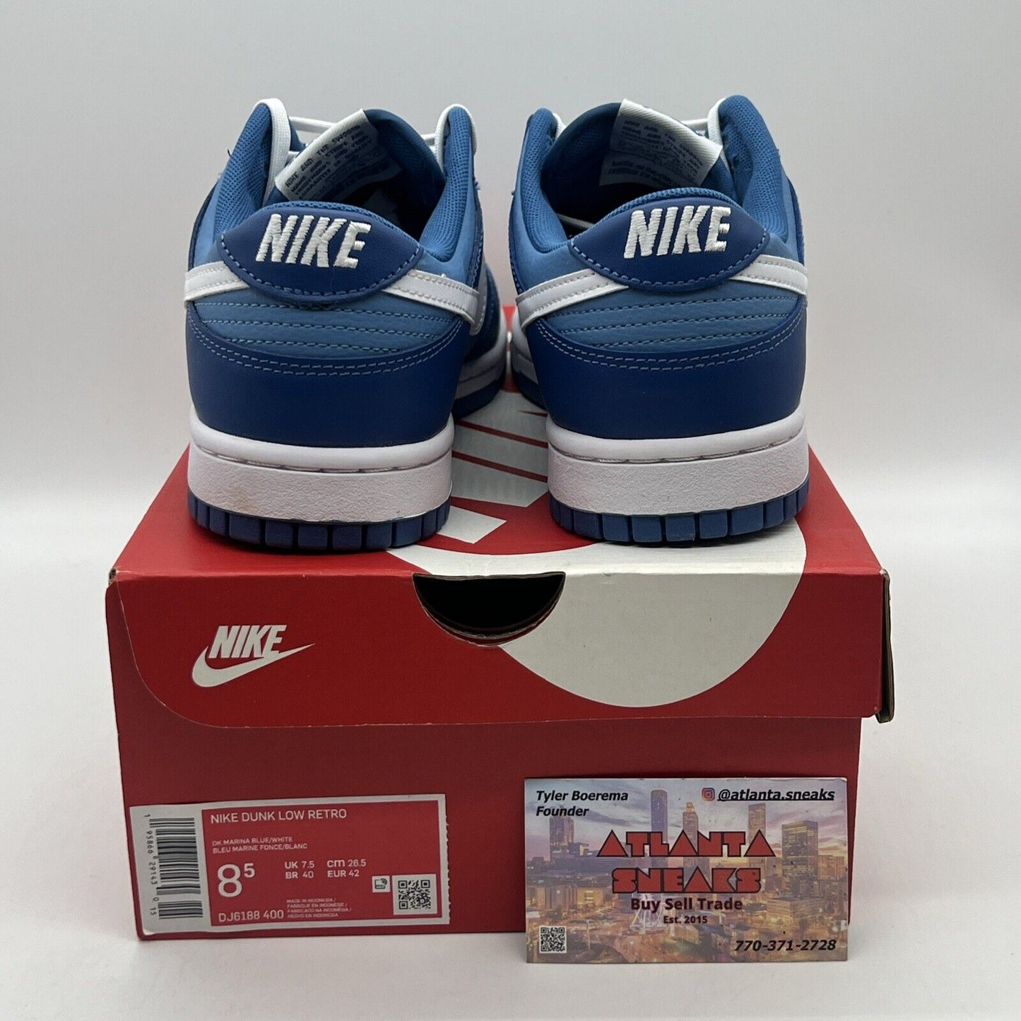 Size 8.5 - Nike Dunk Low Dark Marina Blue 2021 Brand New Og All White