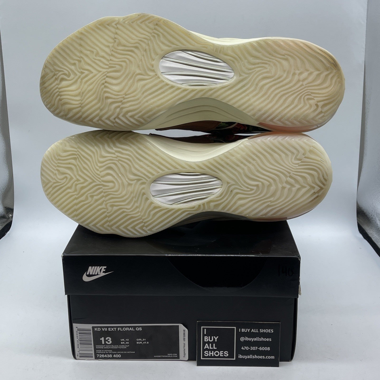 Size 13 - Nike KD 7 EXT QS Floral Brown Black Suede Leather (726438-400)