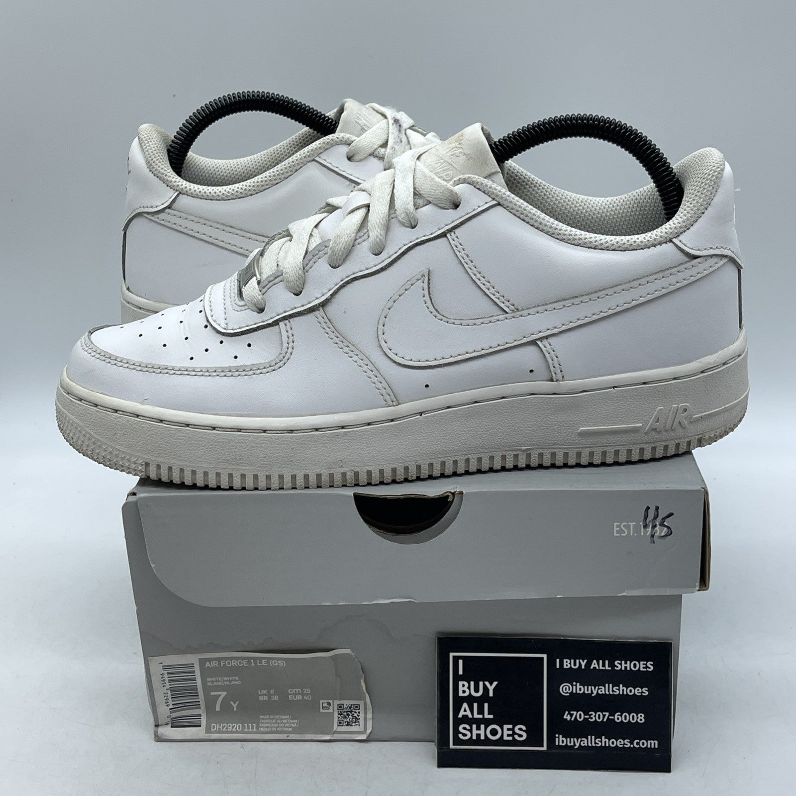 Size 7Y (GS) - Nike Air Force 1 LE Low Triple White (DH2920-111)