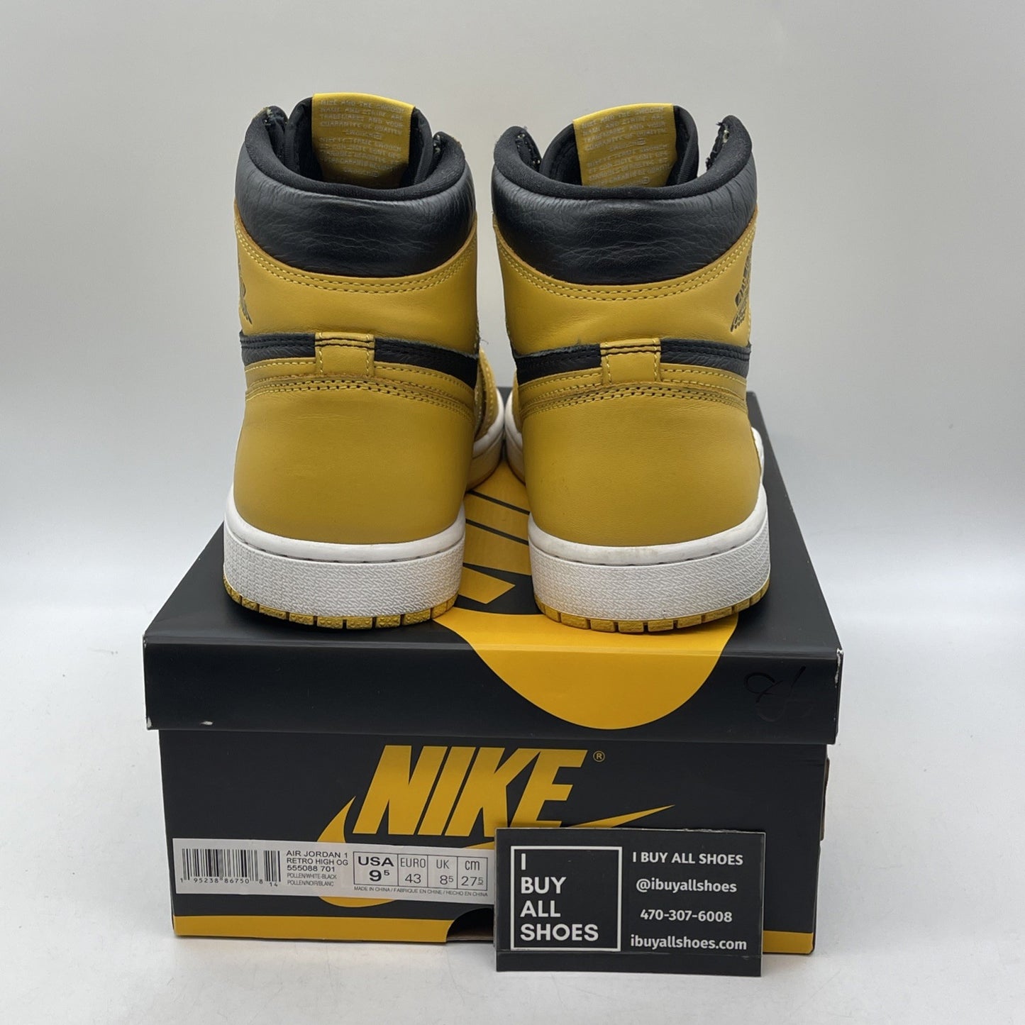 Size 9.5 - Jordan 1 Retro OG High Pollen Yellow Black Leather (555088-701)
