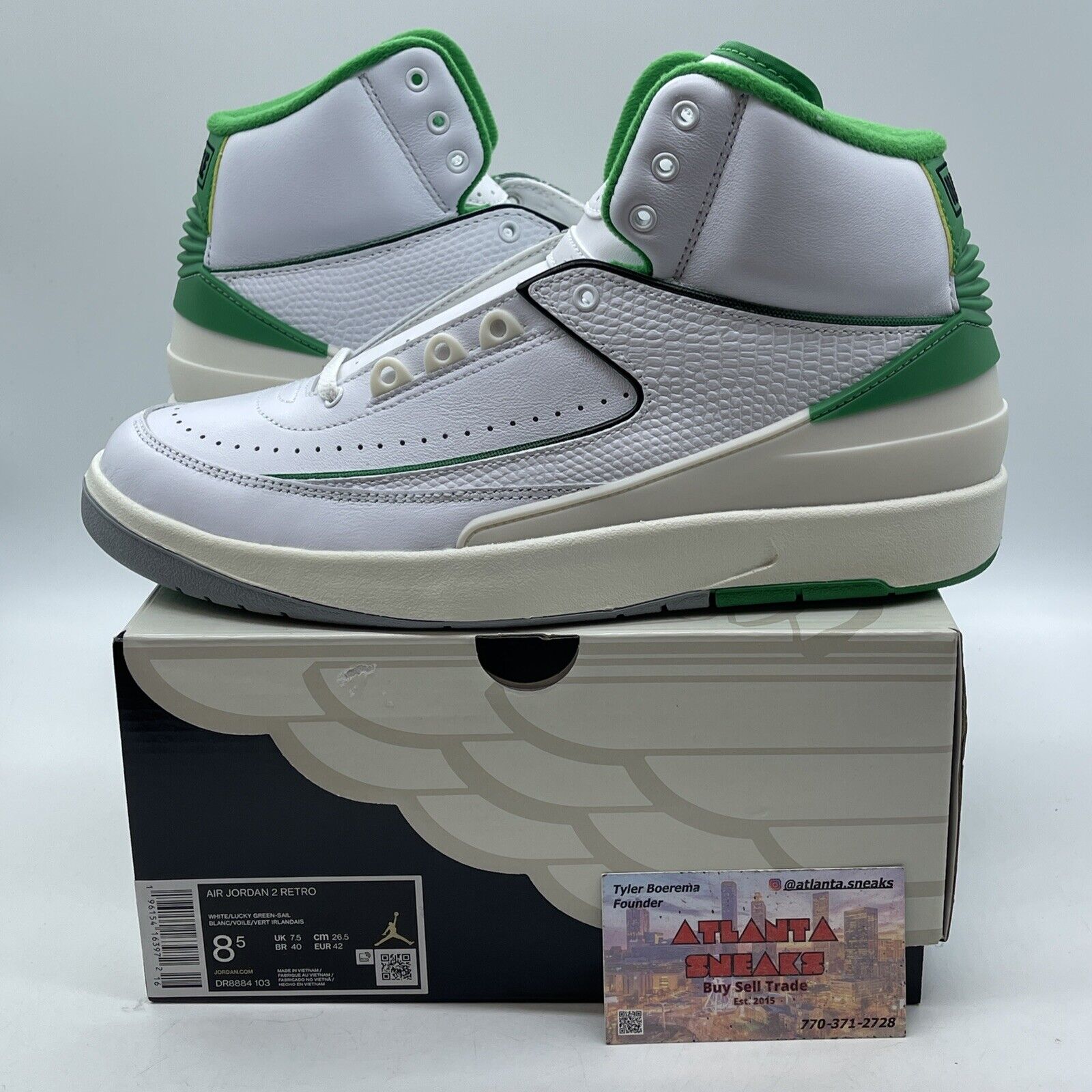 Size 8.5 - Jordan 2 Retro Lucky Green White Leather (DR8884-103)