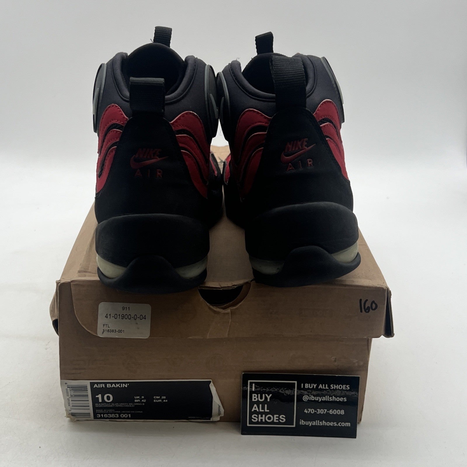 Size 10 - Nike Air Bakin 2013 Black Red (316383-001)