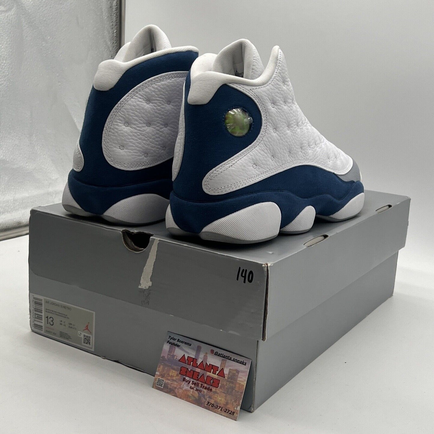 Size 13 - Jordan 13 Retro Mid French Blue White Grey Suede Leather (414571-164)