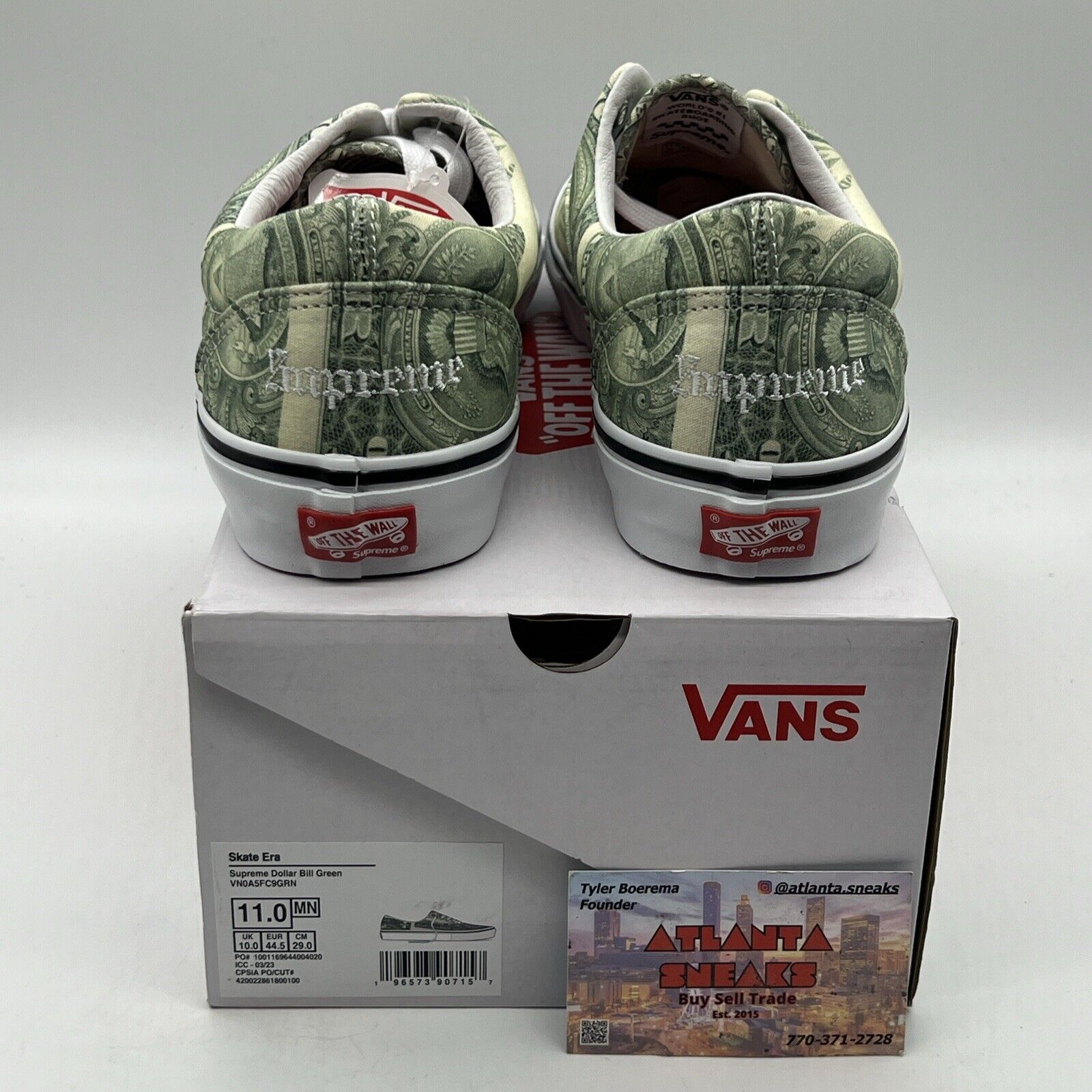 Size 11 - VANS Supreme x Skate Era Dollar Bill Brand New Og All DS Sneakers